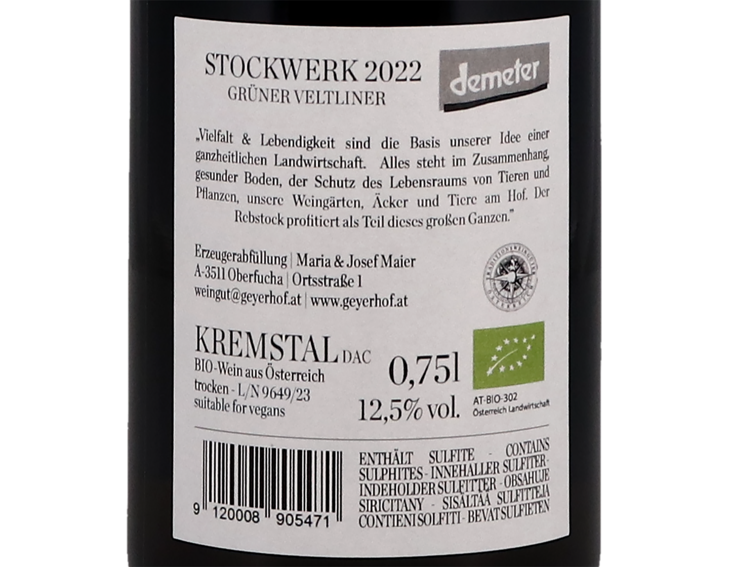 Geyerhof StockWerk Gruner Veltliner 2022 Kremstal ORGANIC