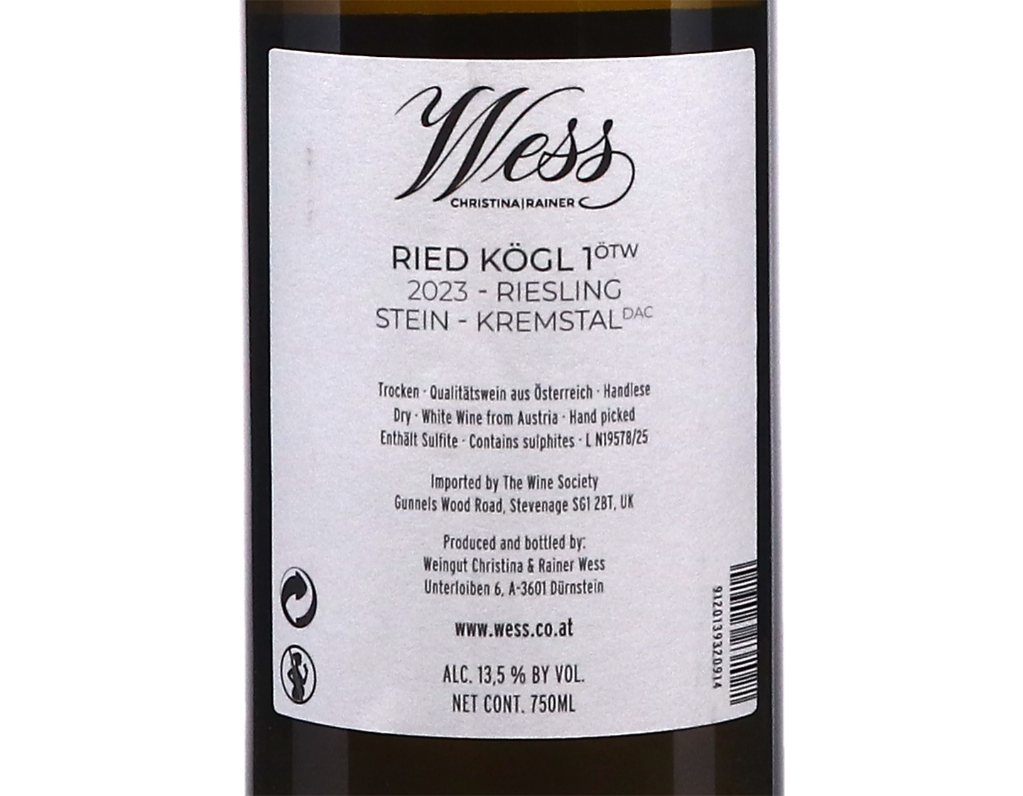 Weingut Wess Riesling Ried Kogl 1OTW Kremstal 2023