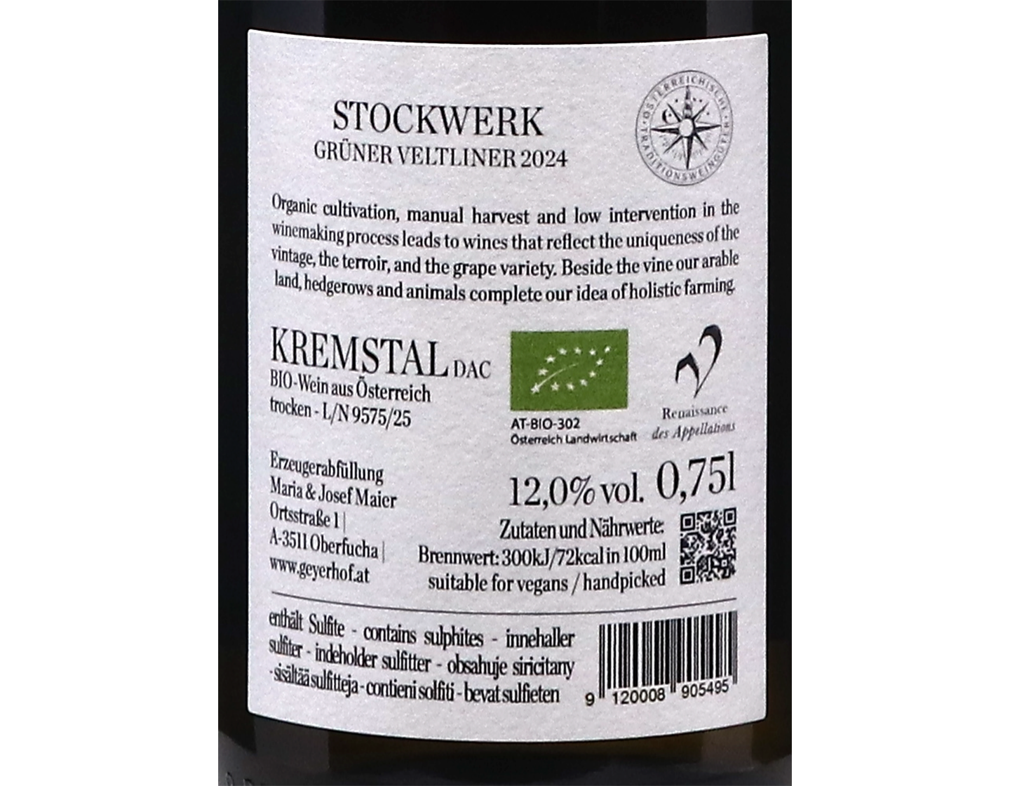 Geyerhof StockWerk Gruner Veltliner 2024 Kremstal ORGANIC