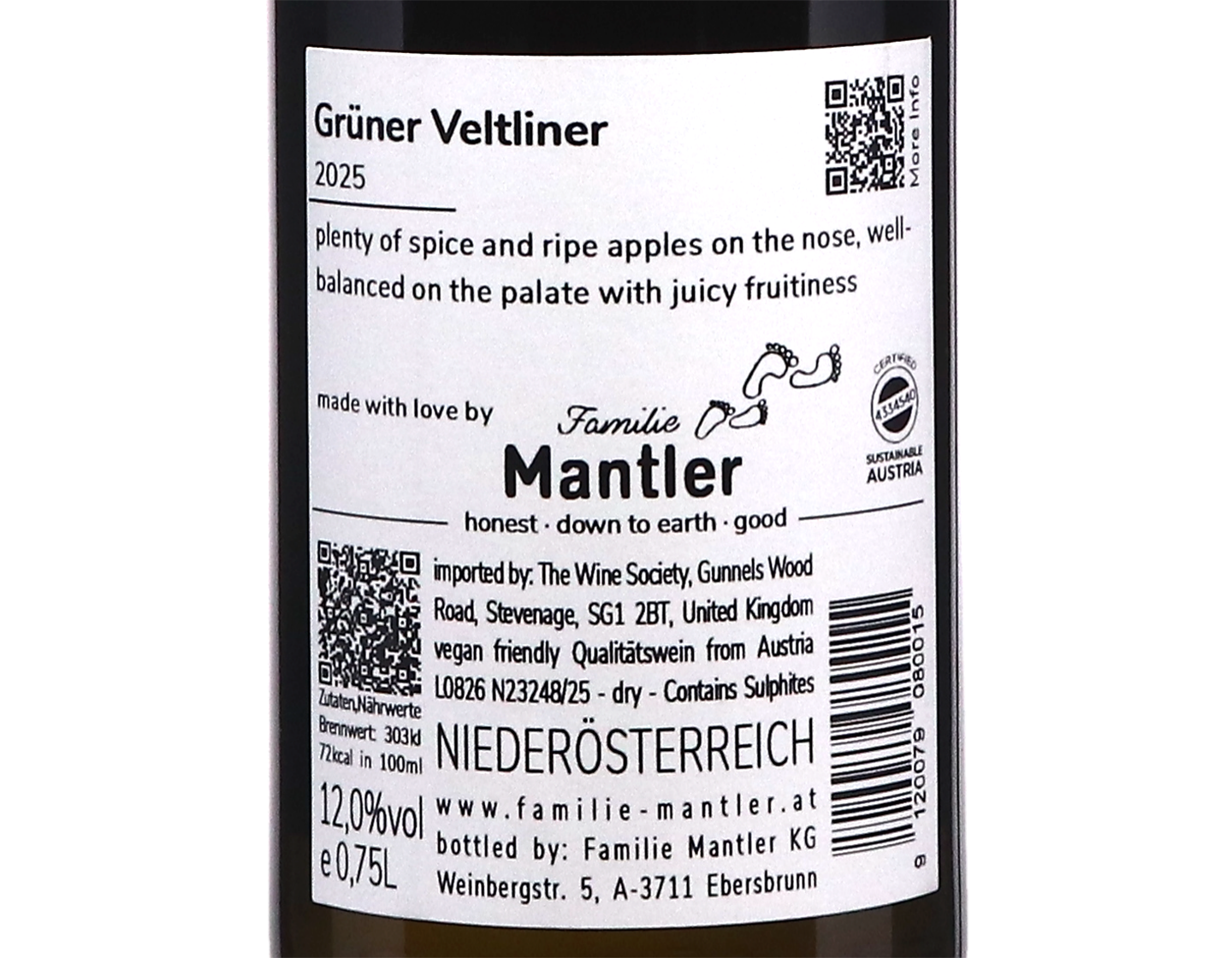 Familie Mantler Gruner Veltliner Niederosterreich 2025