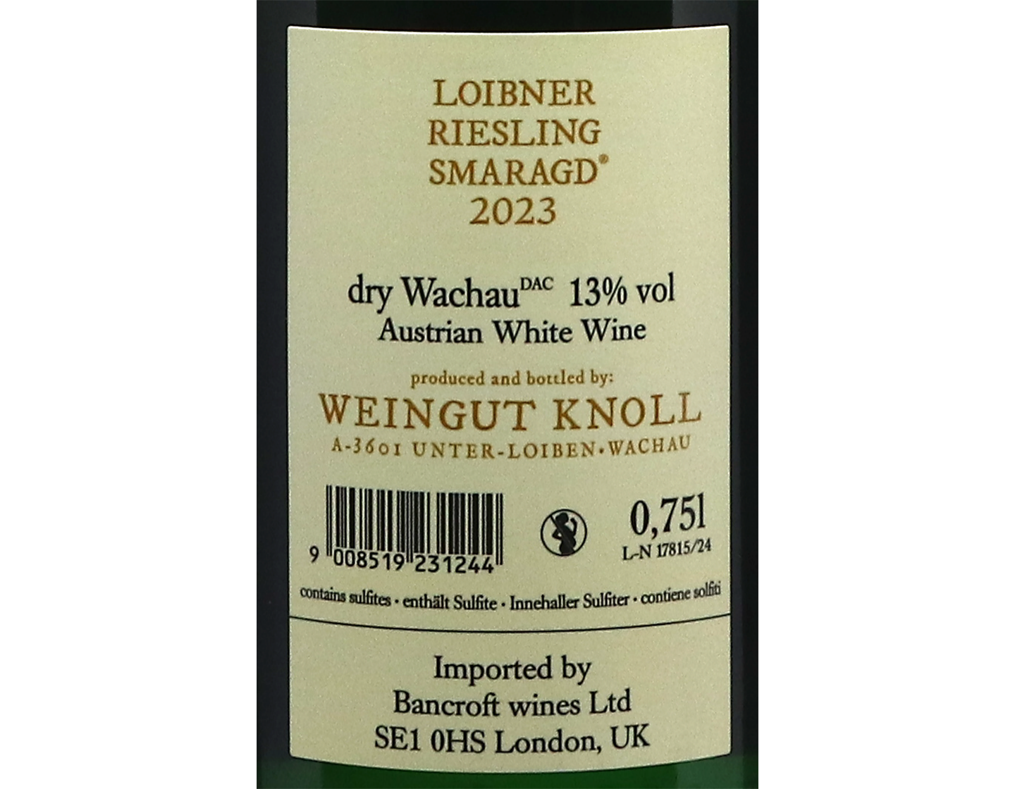 Weingut Emmerich Knoll Loibner Riesling Smaragd Wachau 2023