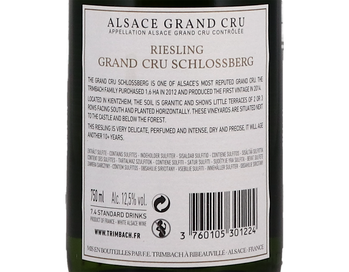 Riesling Grand Cru Schlossberg Trimbach 2017
