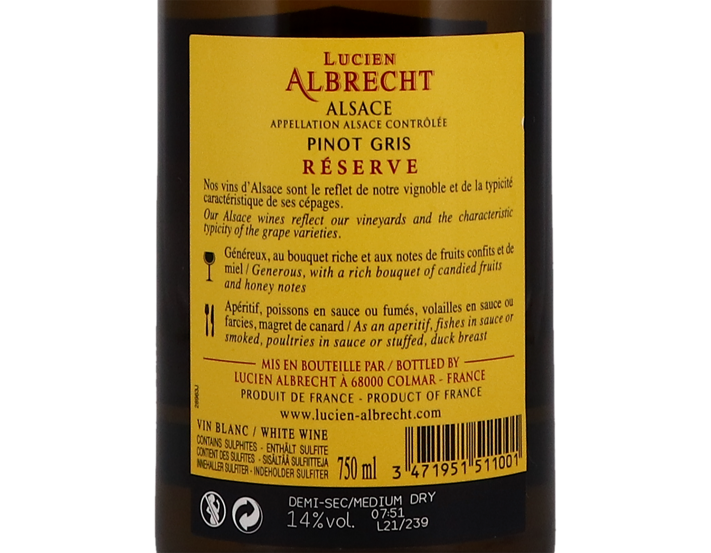 Pinot Gris Reserve Lucien Albrecht 2020