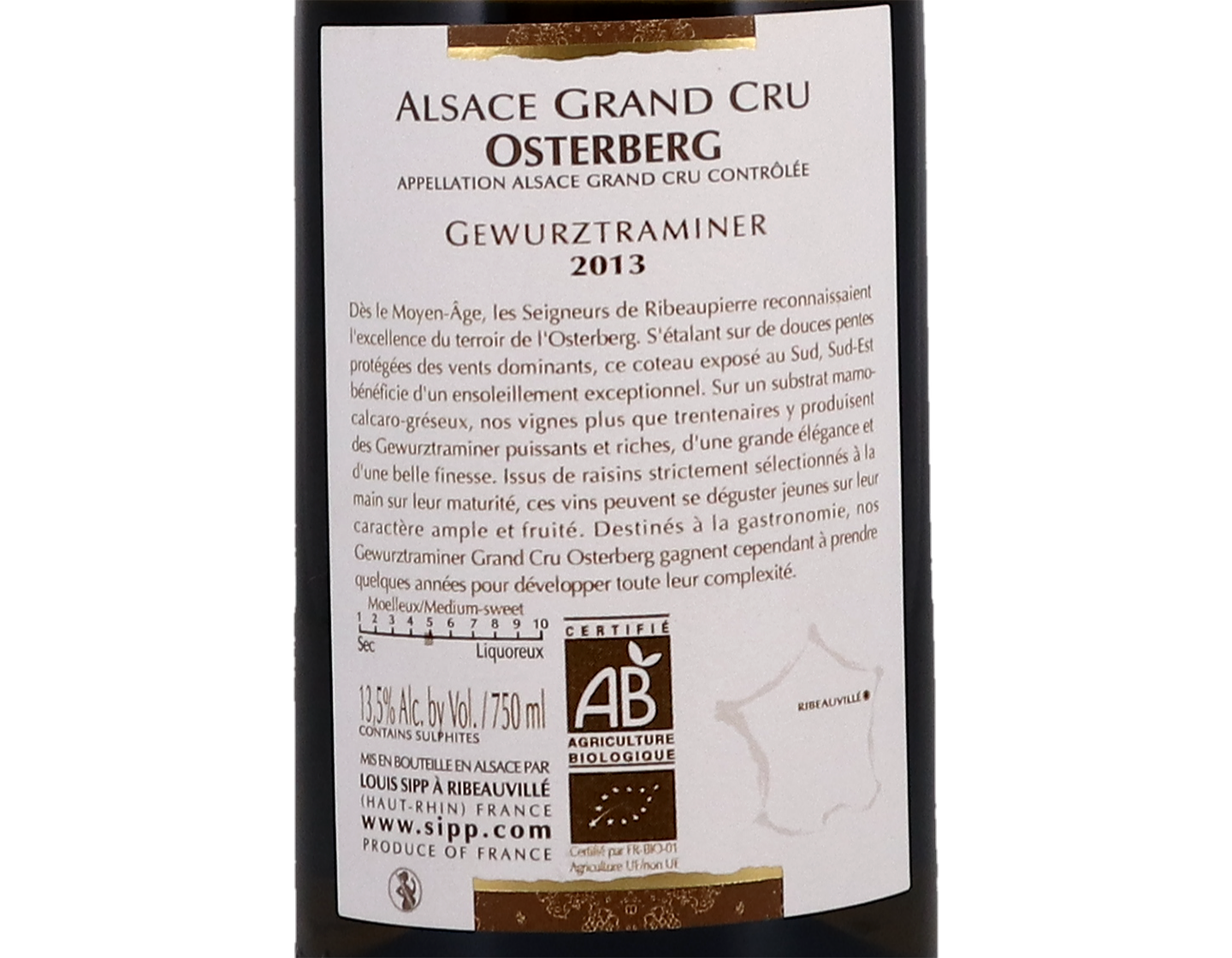 Gewurztraminer Grand Cru Osterberg Domaine Louis Sipp 2013 ORGANIC