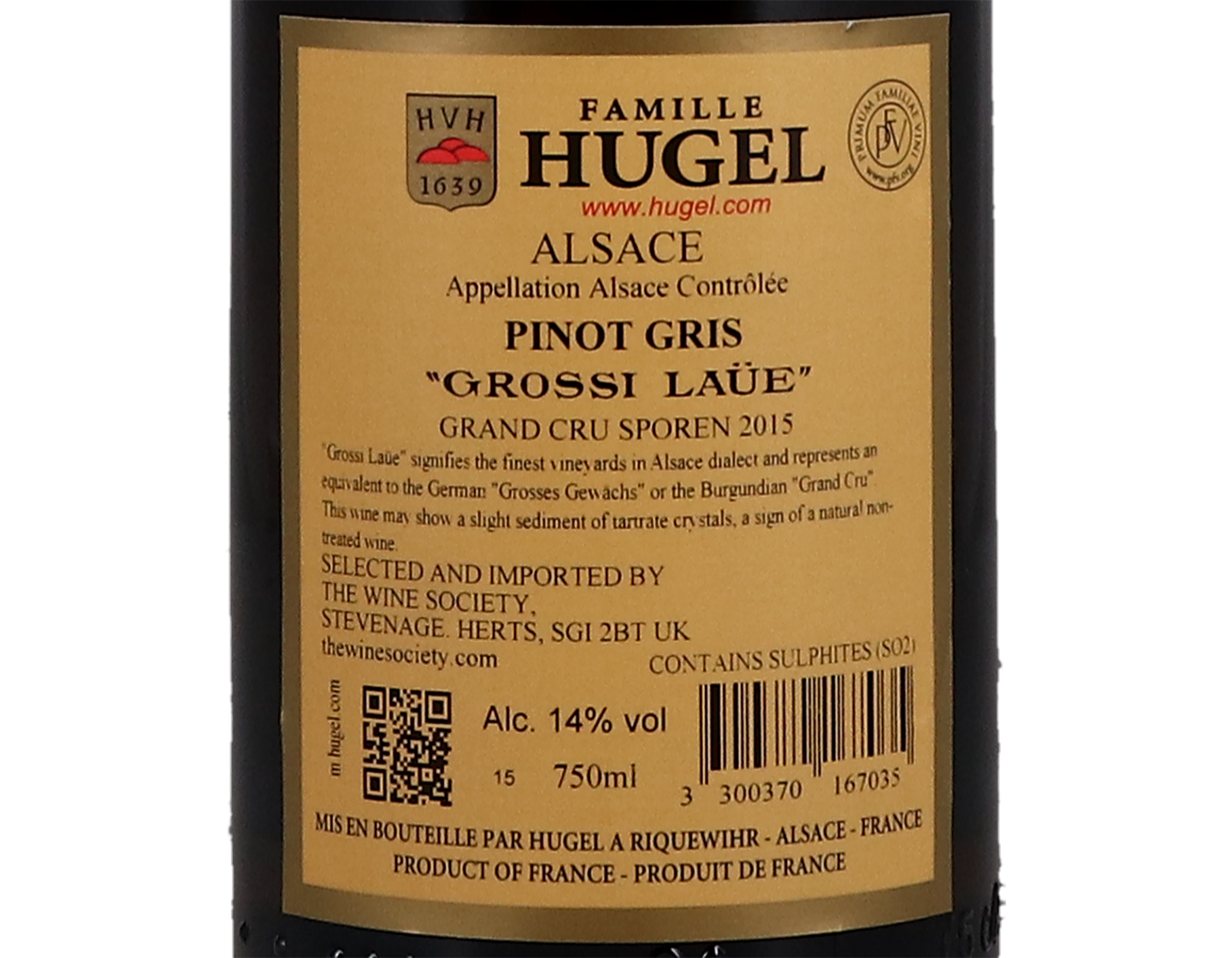 Pinot Gris Grand Cru Sporen Grossi Laue Famille Hugel 2015