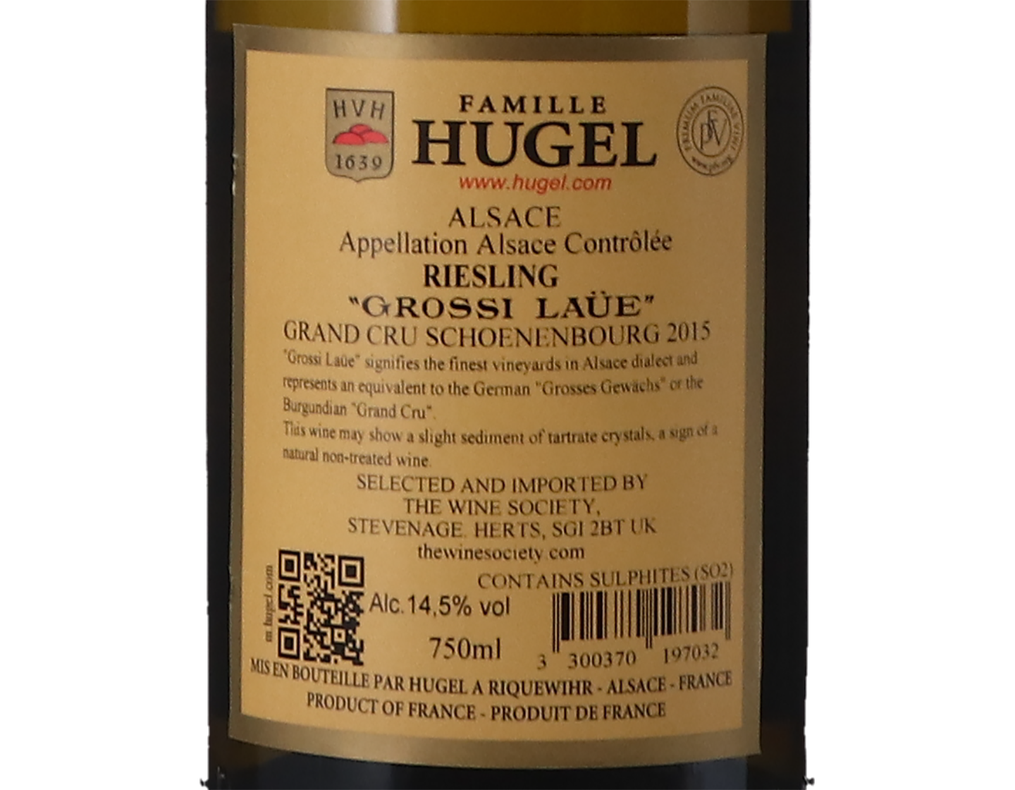Riesling Grossi Laue Grand Cru Schoenenbourg Famille Hugel 2015