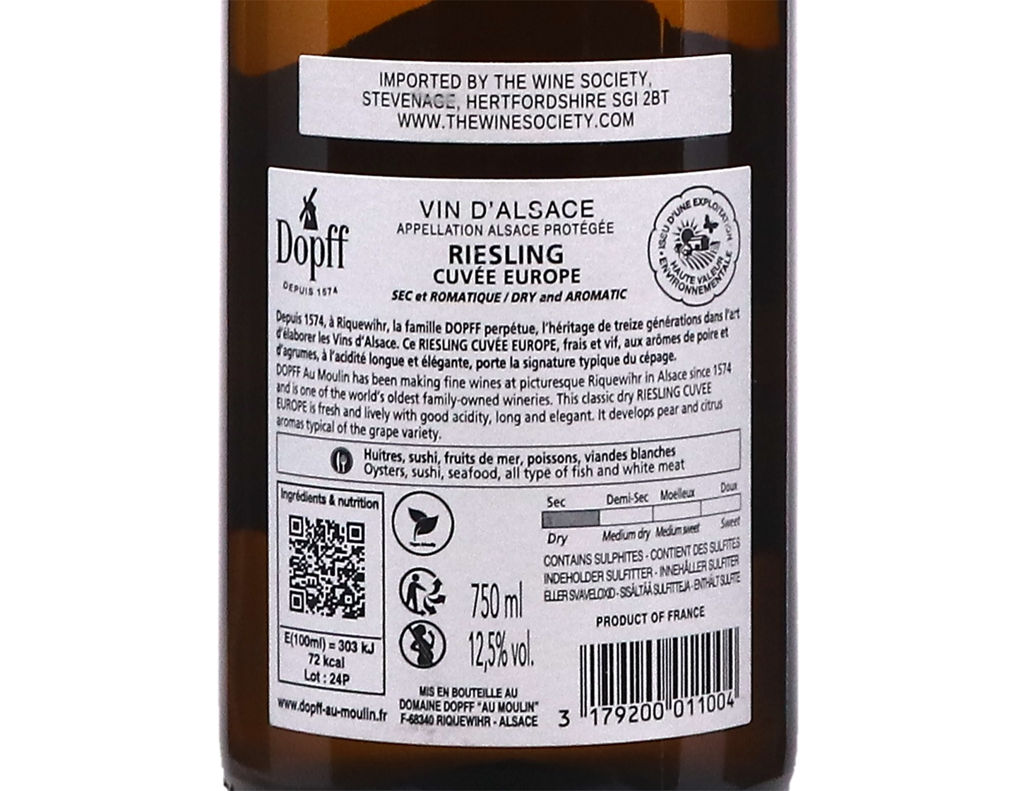 Riesling Cuvee Europe 2024,Dopff au Moulin