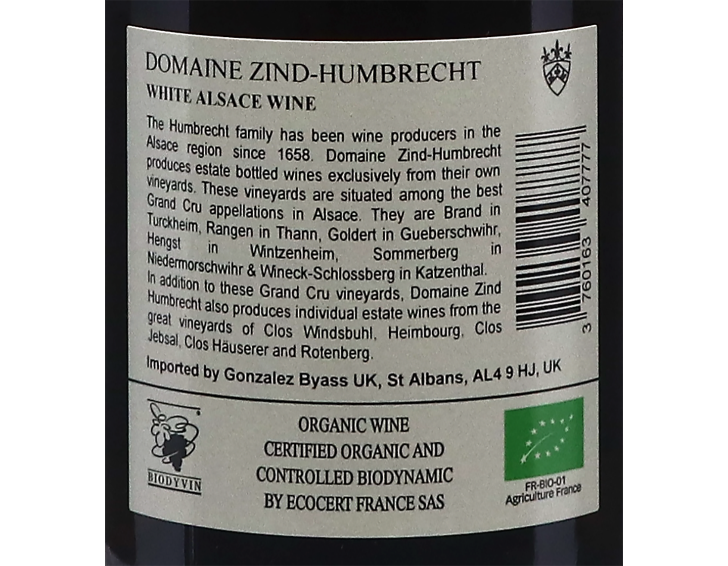 Pinot Gris Heimbourg 2018 Zind Humbrecht 13.1%