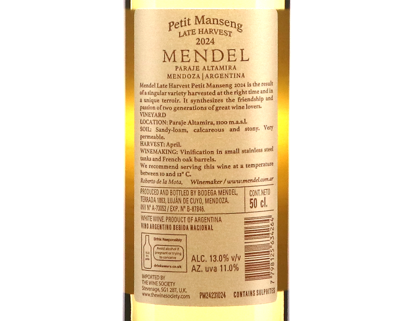 Mendel Paraje Altamira Late Harvest Petit Manseng 2024 50cl
