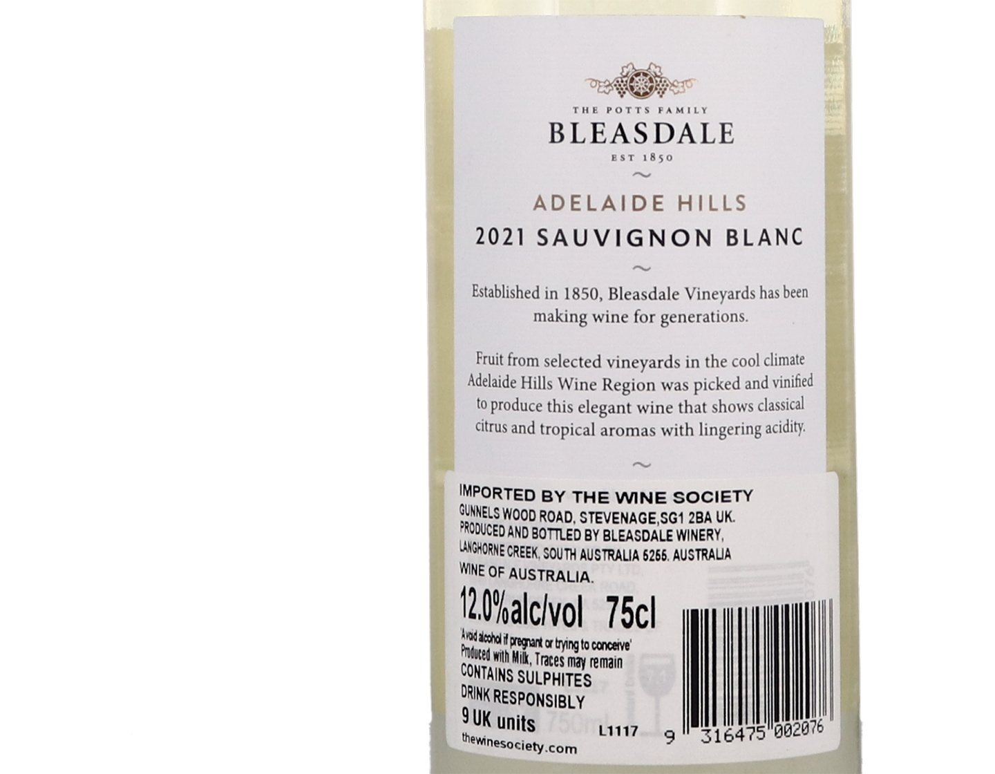Bleasdale Adelaide Hills Sauvignon Blanc 2021