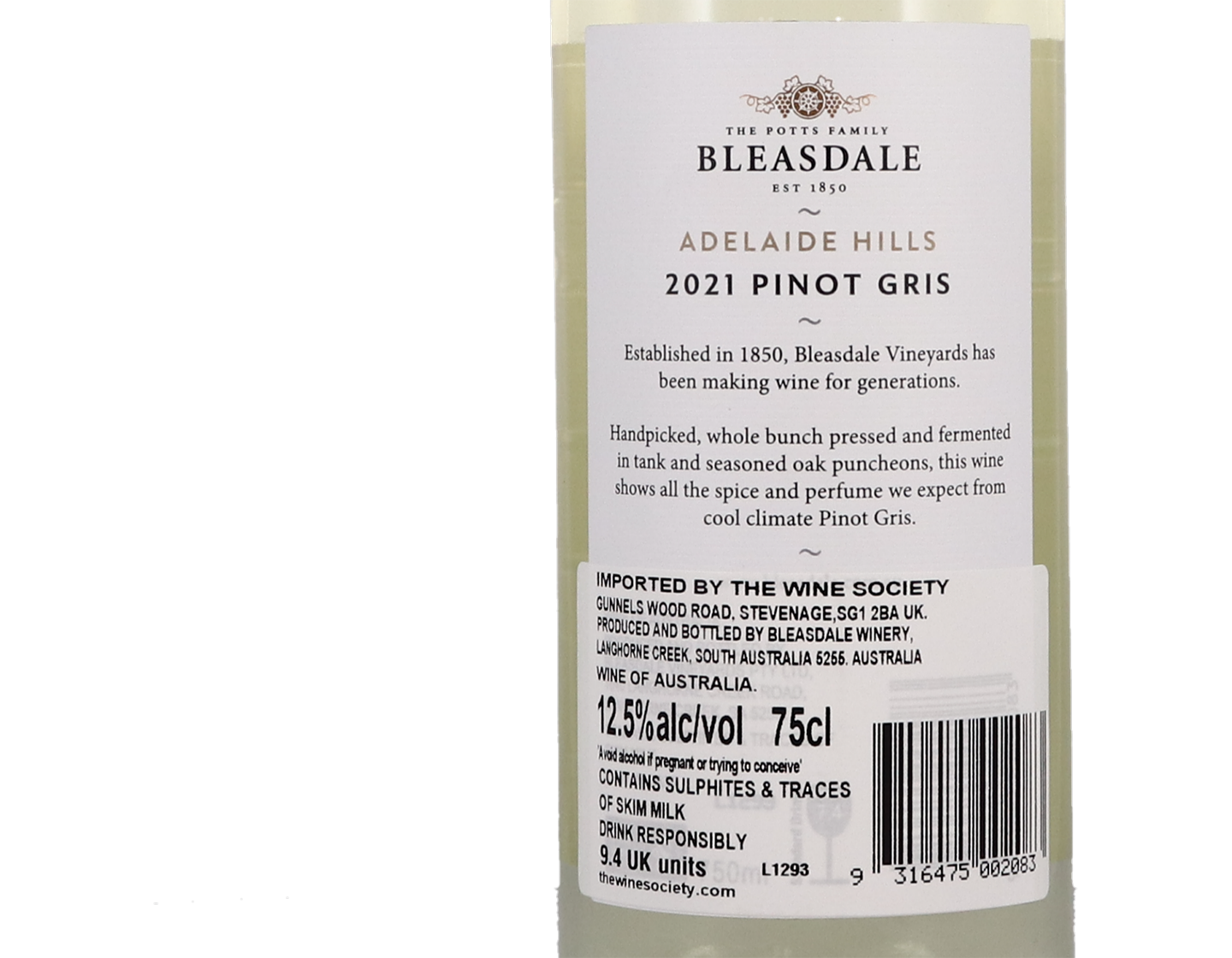 Bleasdale Adelaide Hills Pinot Gris 2021