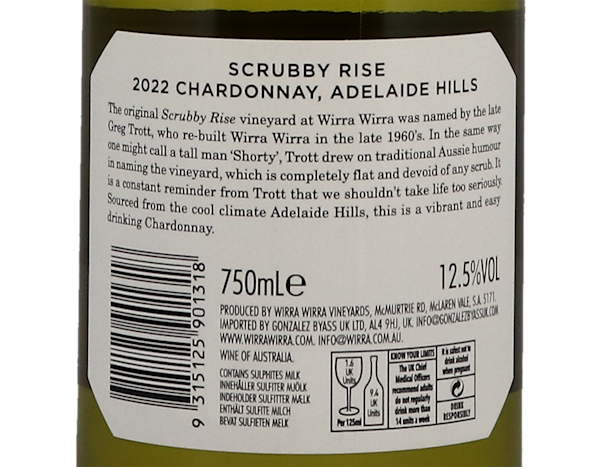 Wirra Wirra Scrubby Rise Adelaide Hills Chardonnay 2022