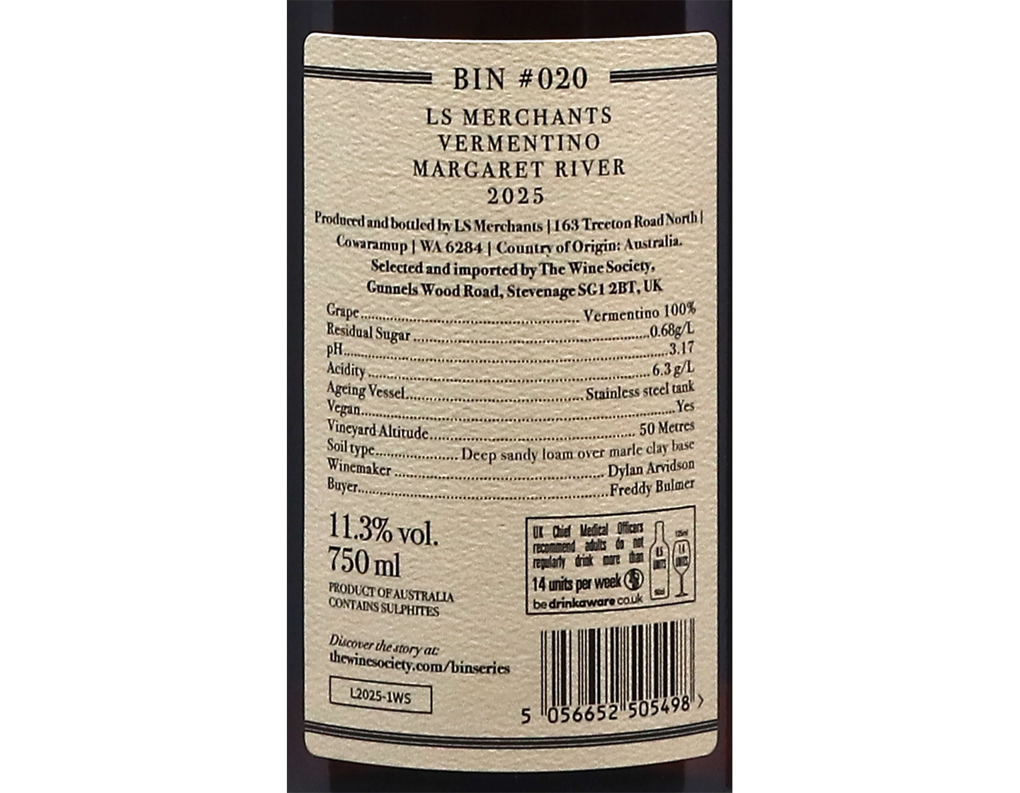 Bin #020 Margaret River Vermentino 2025