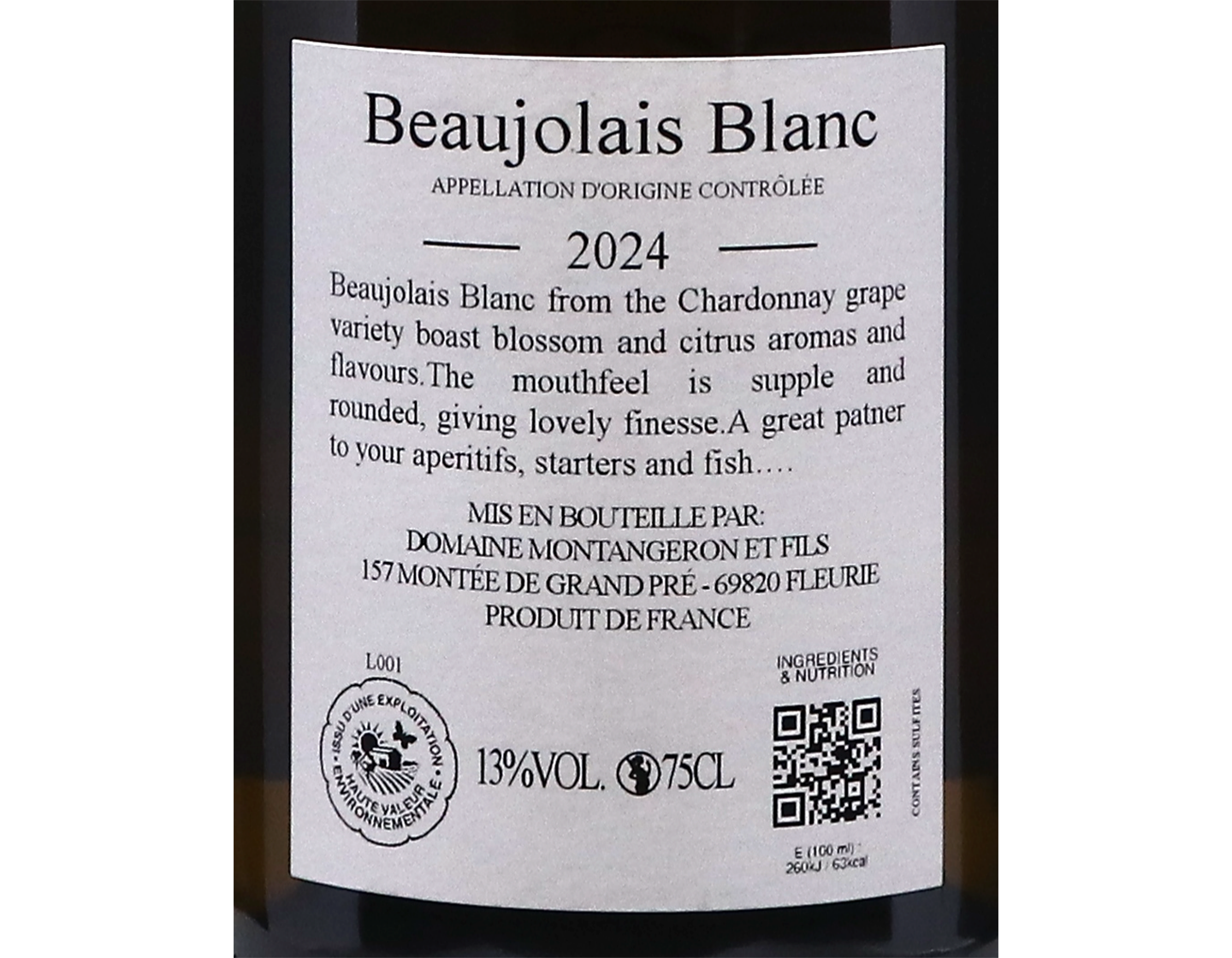Domaine Montangeron Beaujolais Blanc 2024