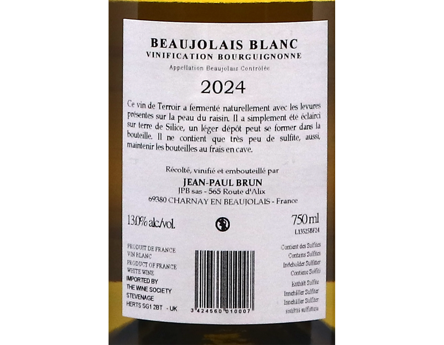 Beaujolais Blanc Fut de Chene Jean Paul Brun 2024