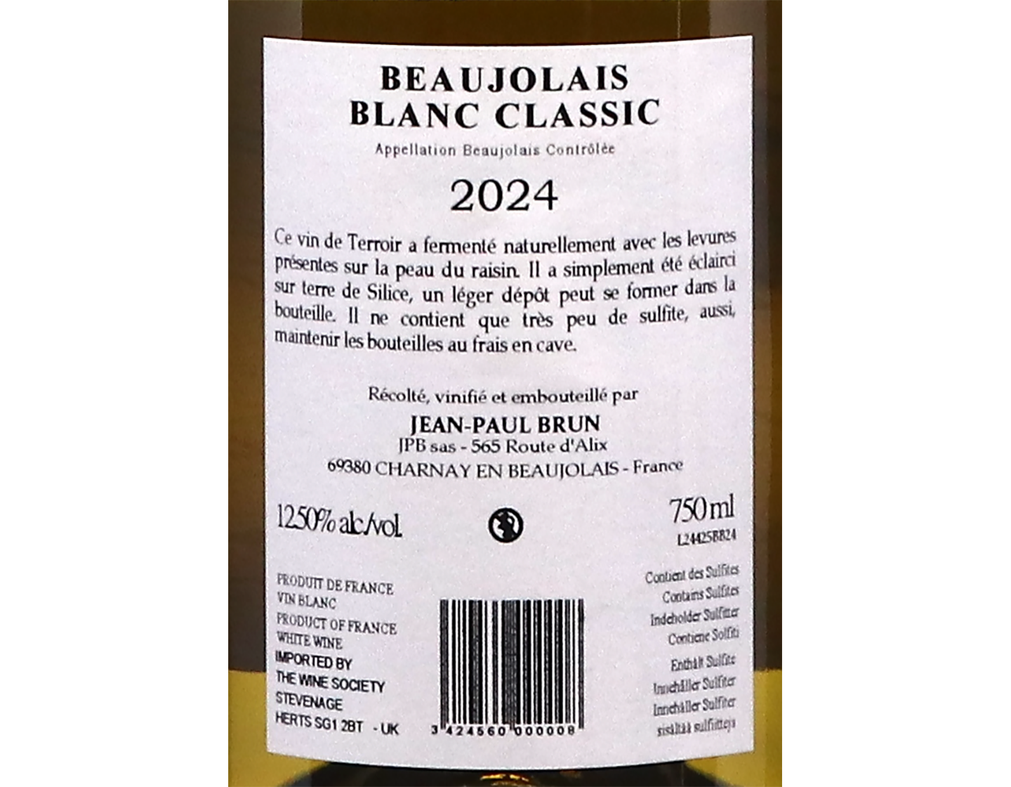 Beaujolais Blanc Classic Terres Dorees 2024