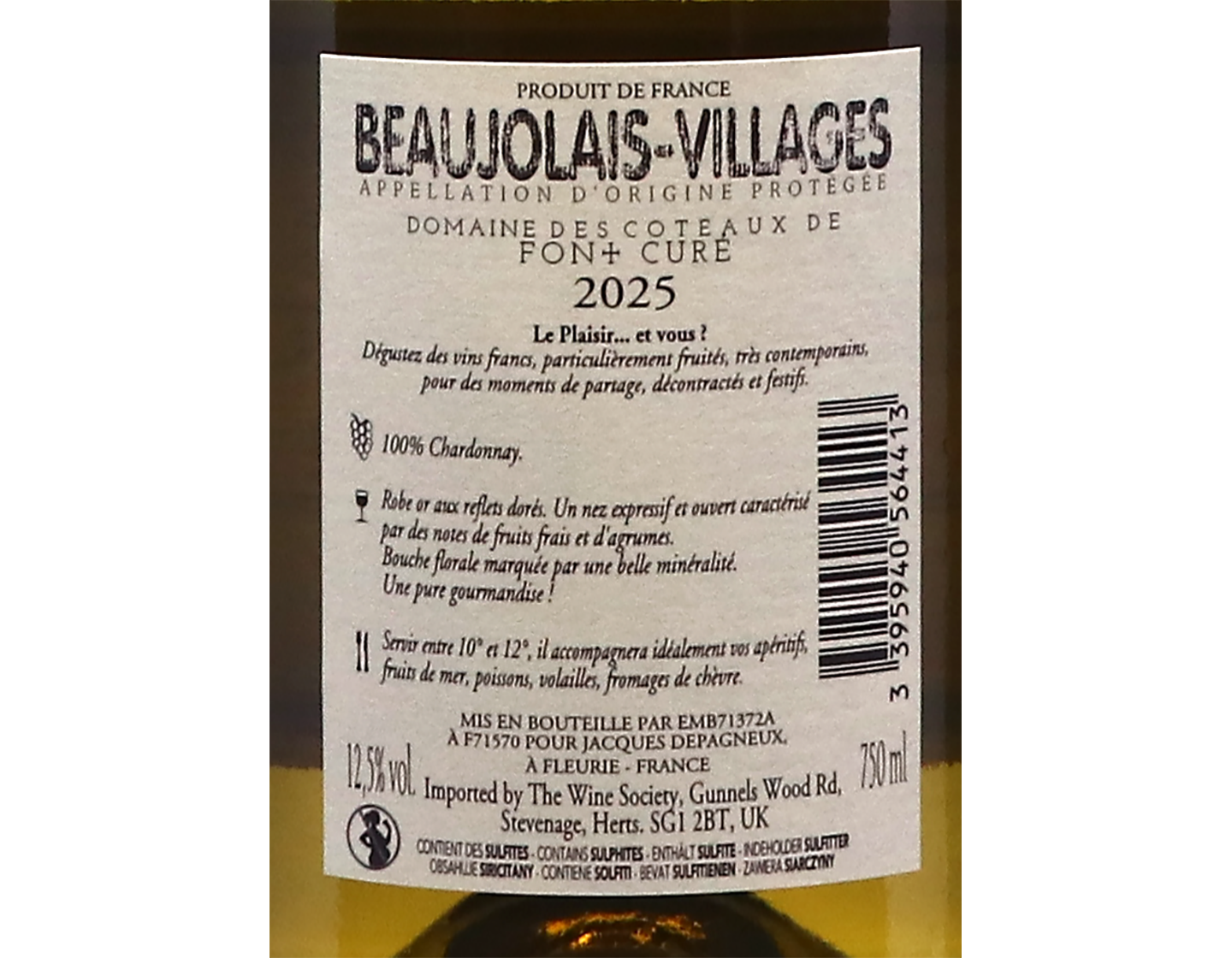 Dom des Coteaux de Font Cure Beaujolais Villages Blanc 2025