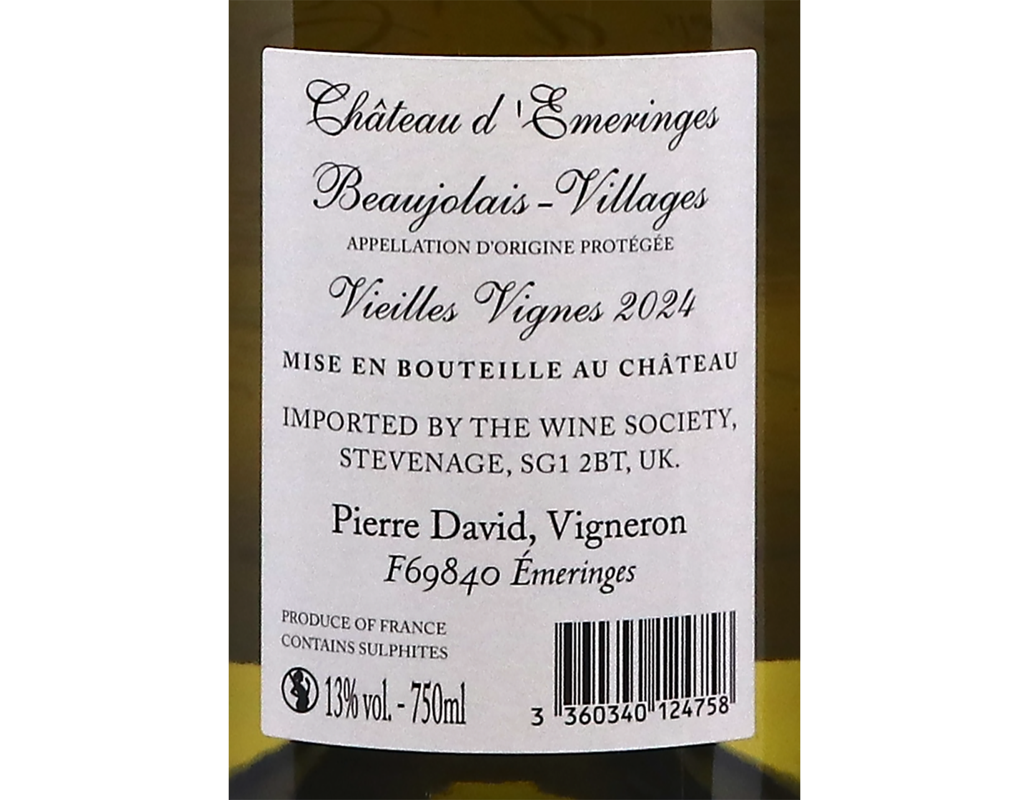 Beaujolais Villages Blanc Vielles Vignes, Château d'Emeringes 2024