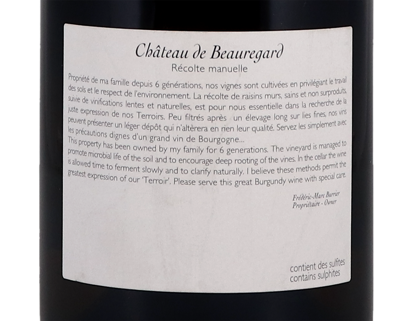 Ch de Beauregard Pouilly Fuisse Marechaude 2015