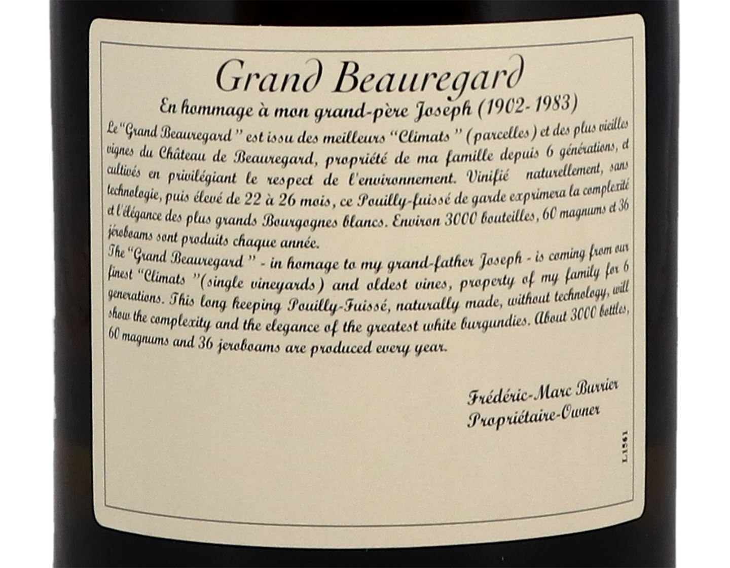 Château de Beauregard, Grand Beauregard Pouilly-Fuissé 2015