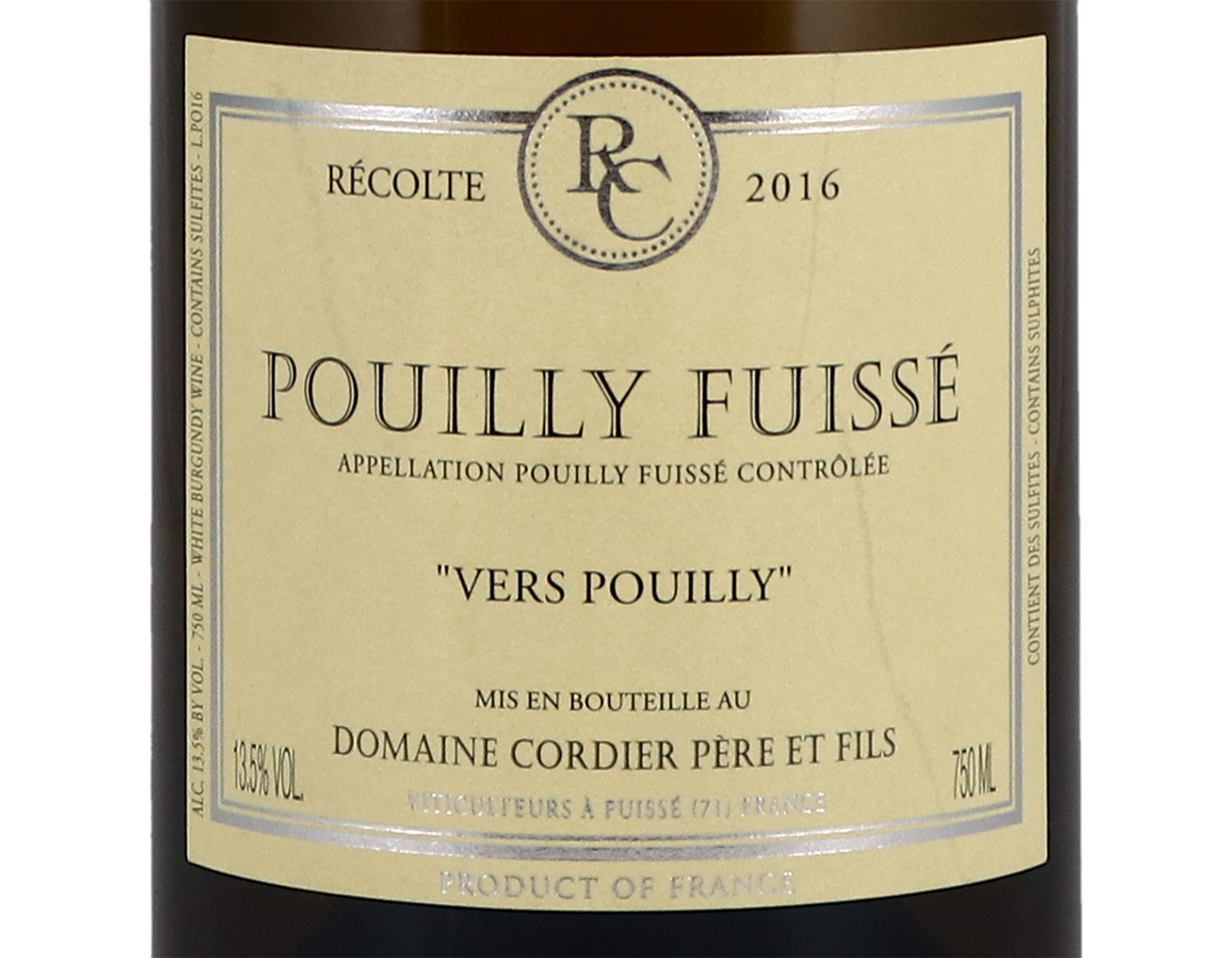 Domaine Cordier, Pouilly-Fuissé Vers Pouilly 2016
