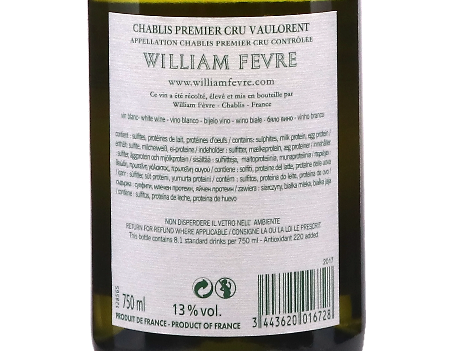 Domaine William Fevre Chablis PC Vaulorent 2017