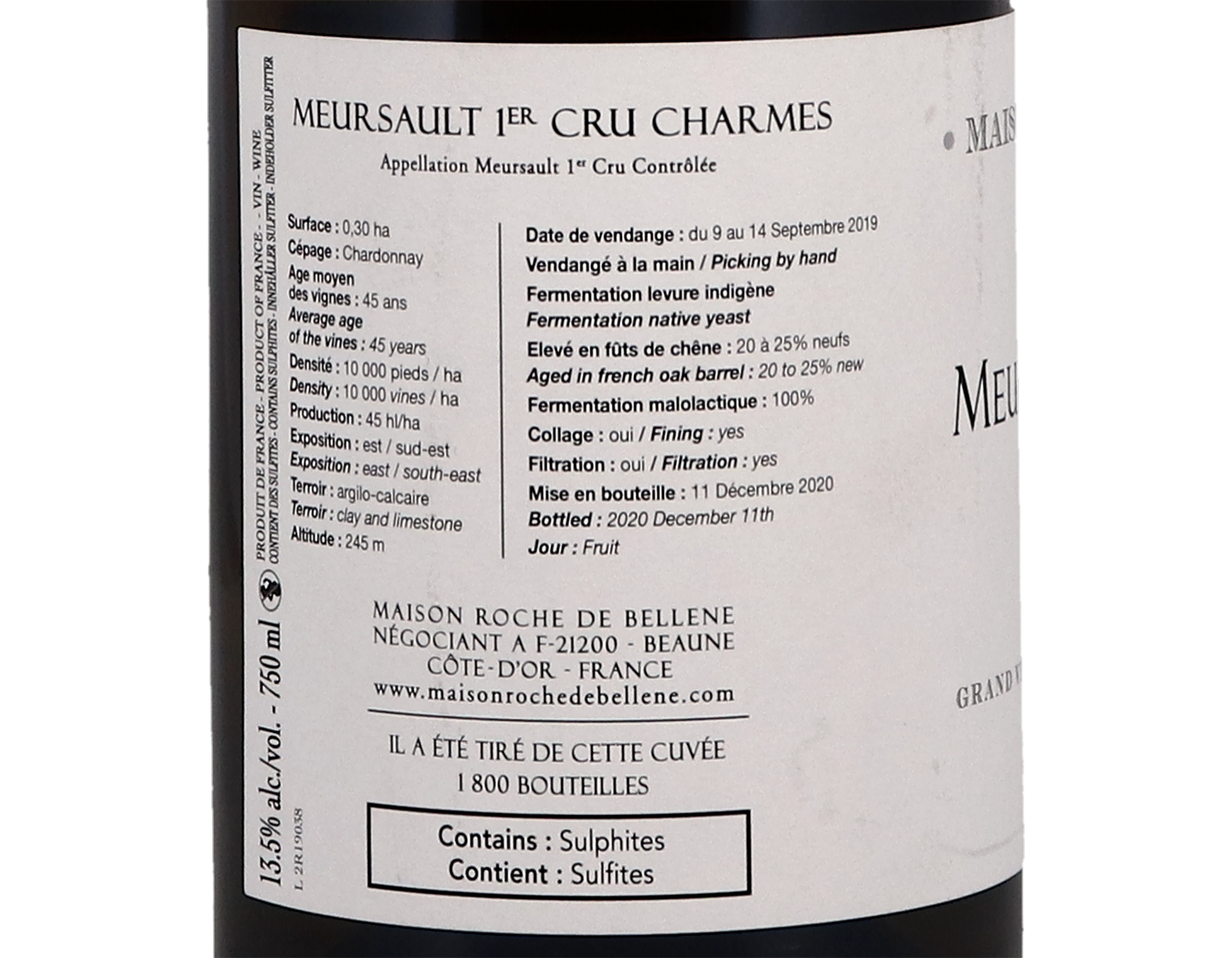 Maison Roche de Bellene Meursault PC Charmes 2019