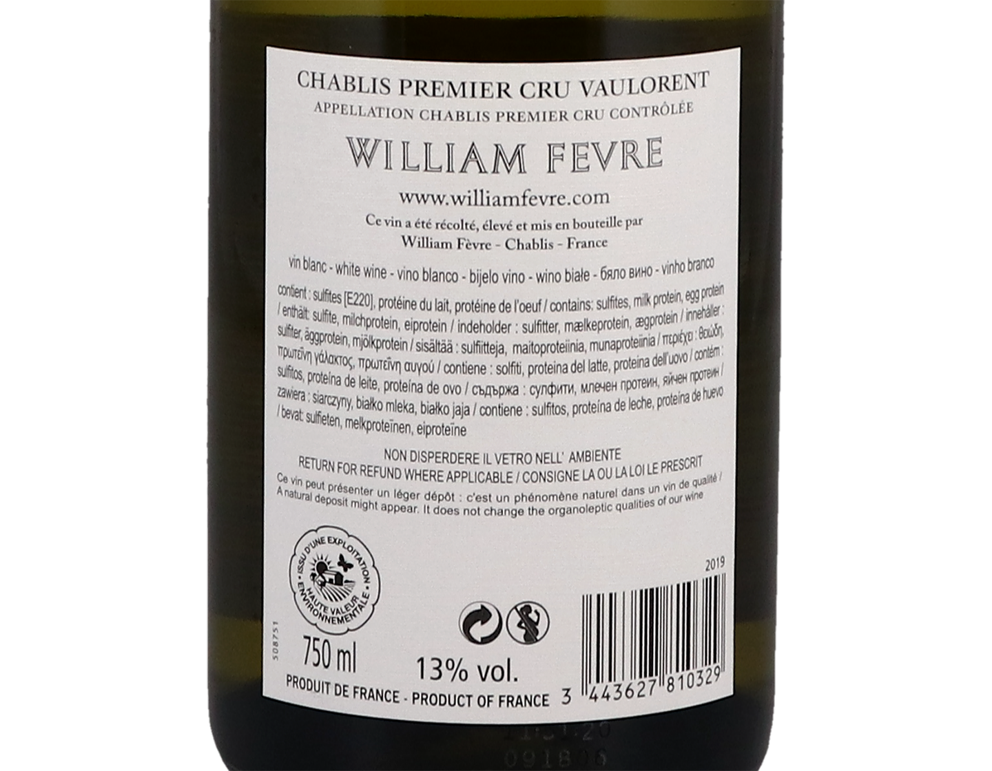 Domaine William Fevre Chablis PC Vaulorent 2019