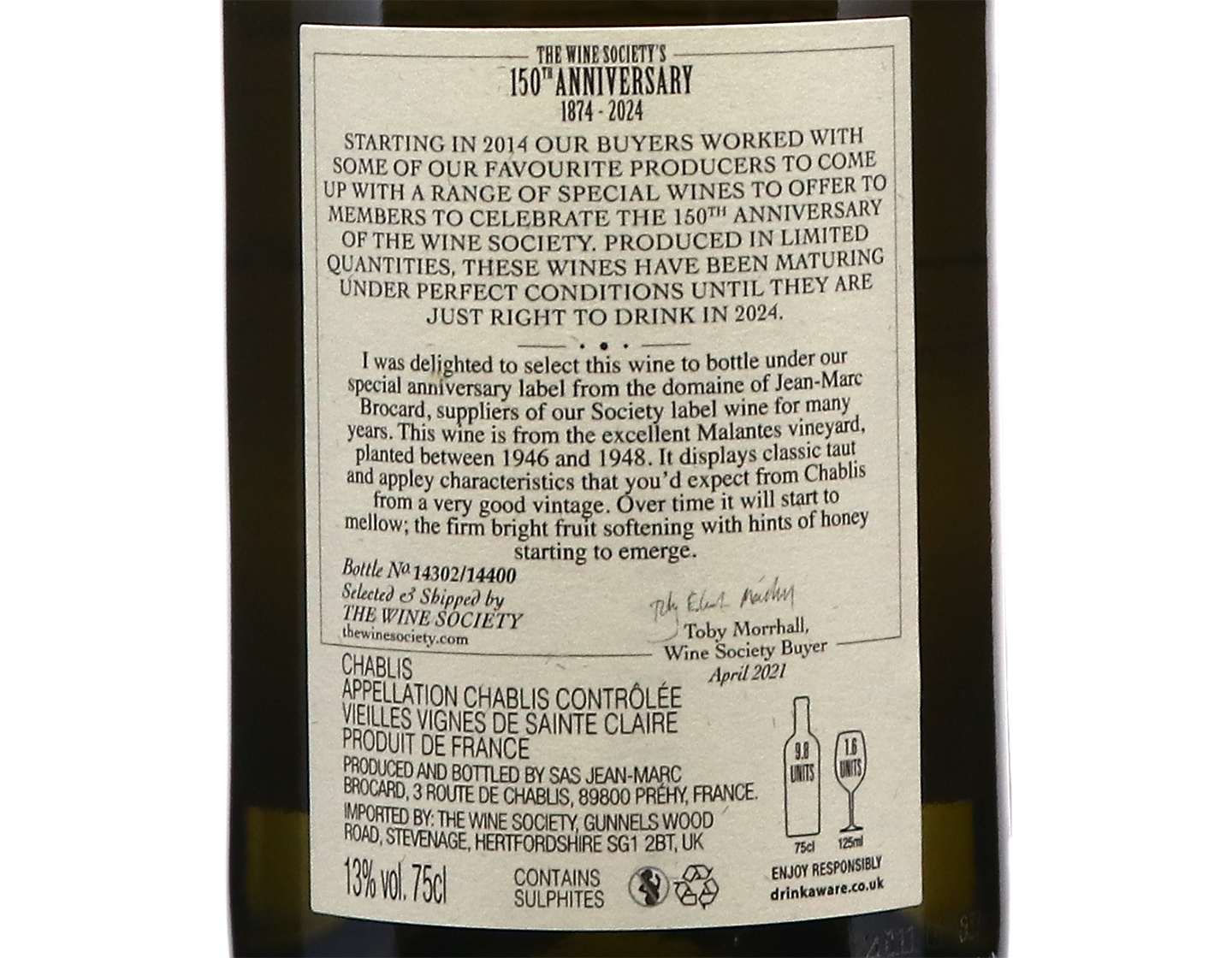 Wine Society 150th Anniversary Jean-Marc Brocard Chablis Vieilles Vignes 2020