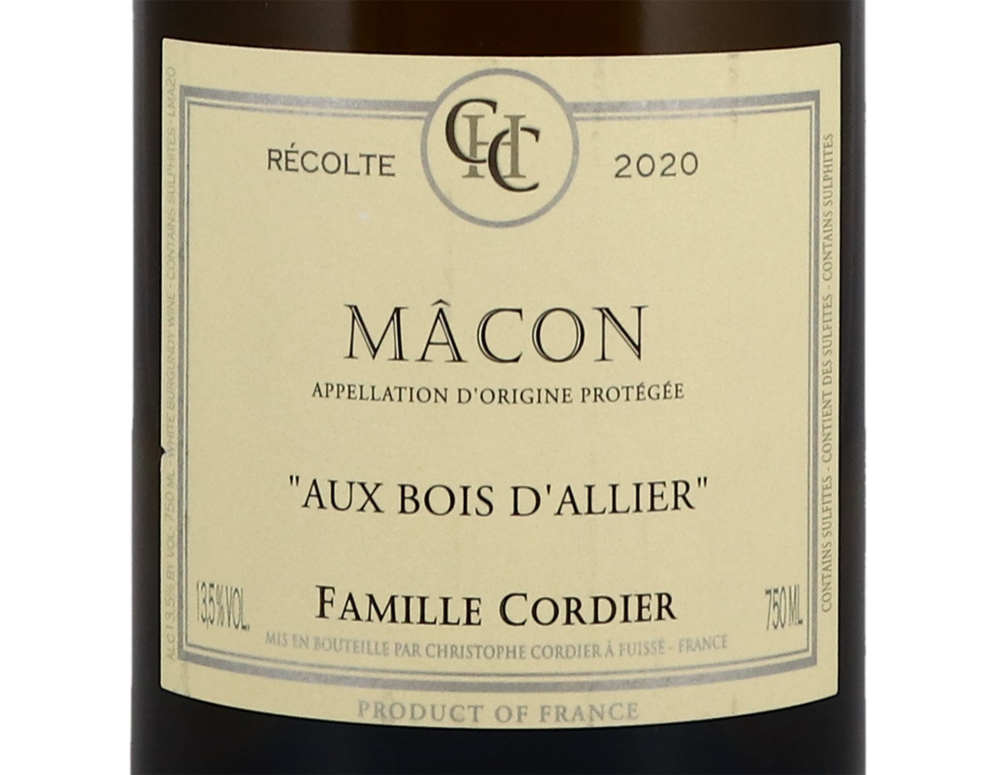 Domaine Cordier Macon Aux Bois D'Allier 2020