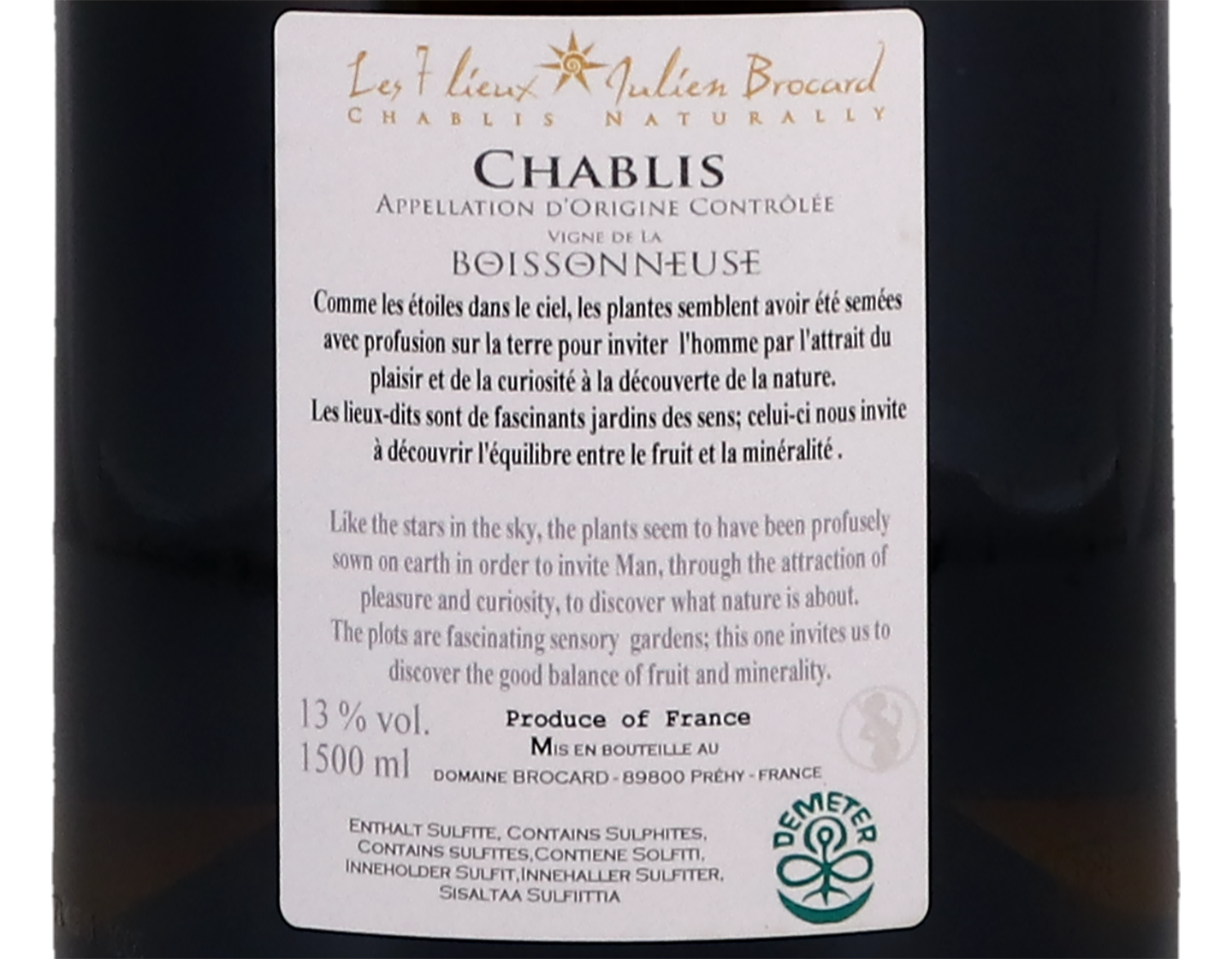 Magnum of Julien Brocard Chablis Boissonneuse 2020 ORGANIC