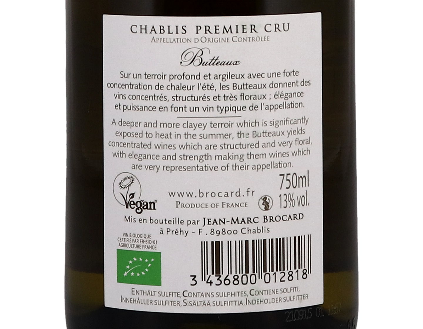 J M Brocard Chablis PC Butteaux 2020 ORGANIC