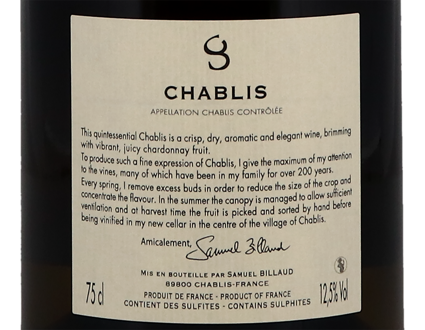 Samuel Billaud Chablis Les Grands Terroirs 2020