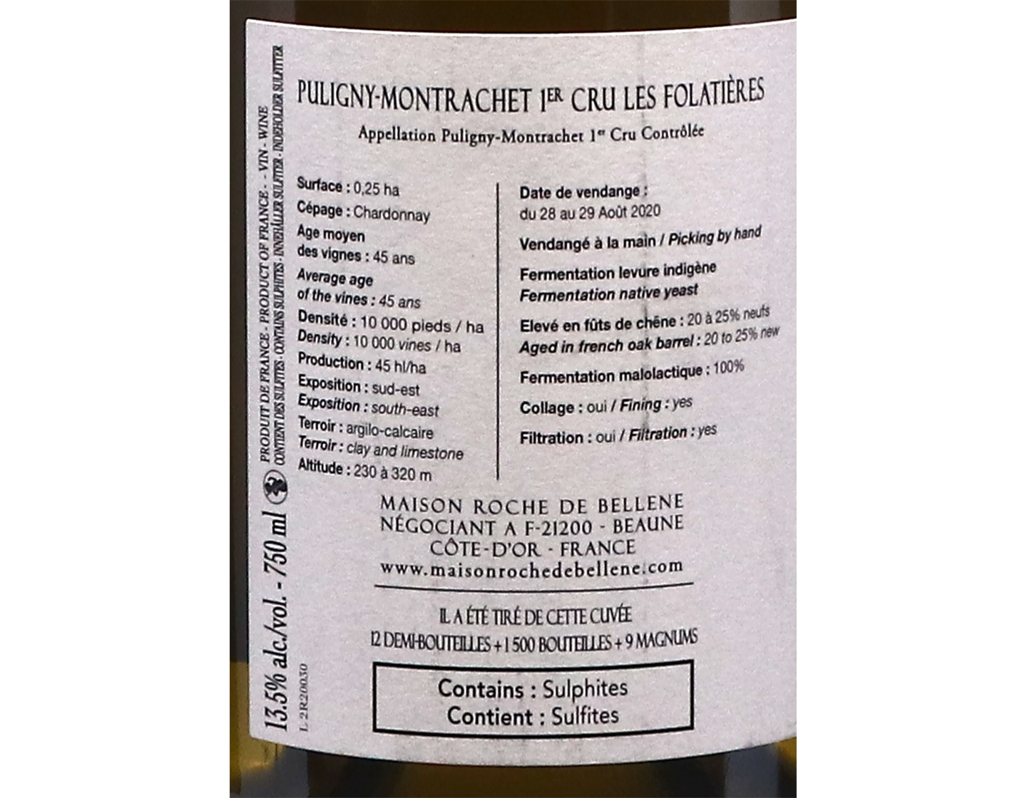 Maison Roche De Bellene Puligny Montrachet PC Folatieres 2020