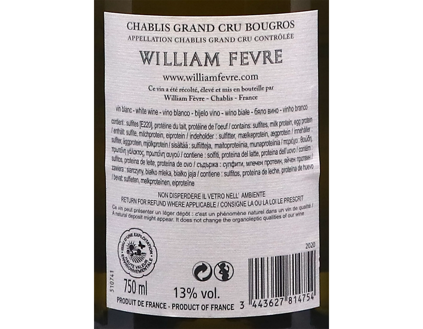 Domaine William Fevre Chablis GC Bougros 2020
