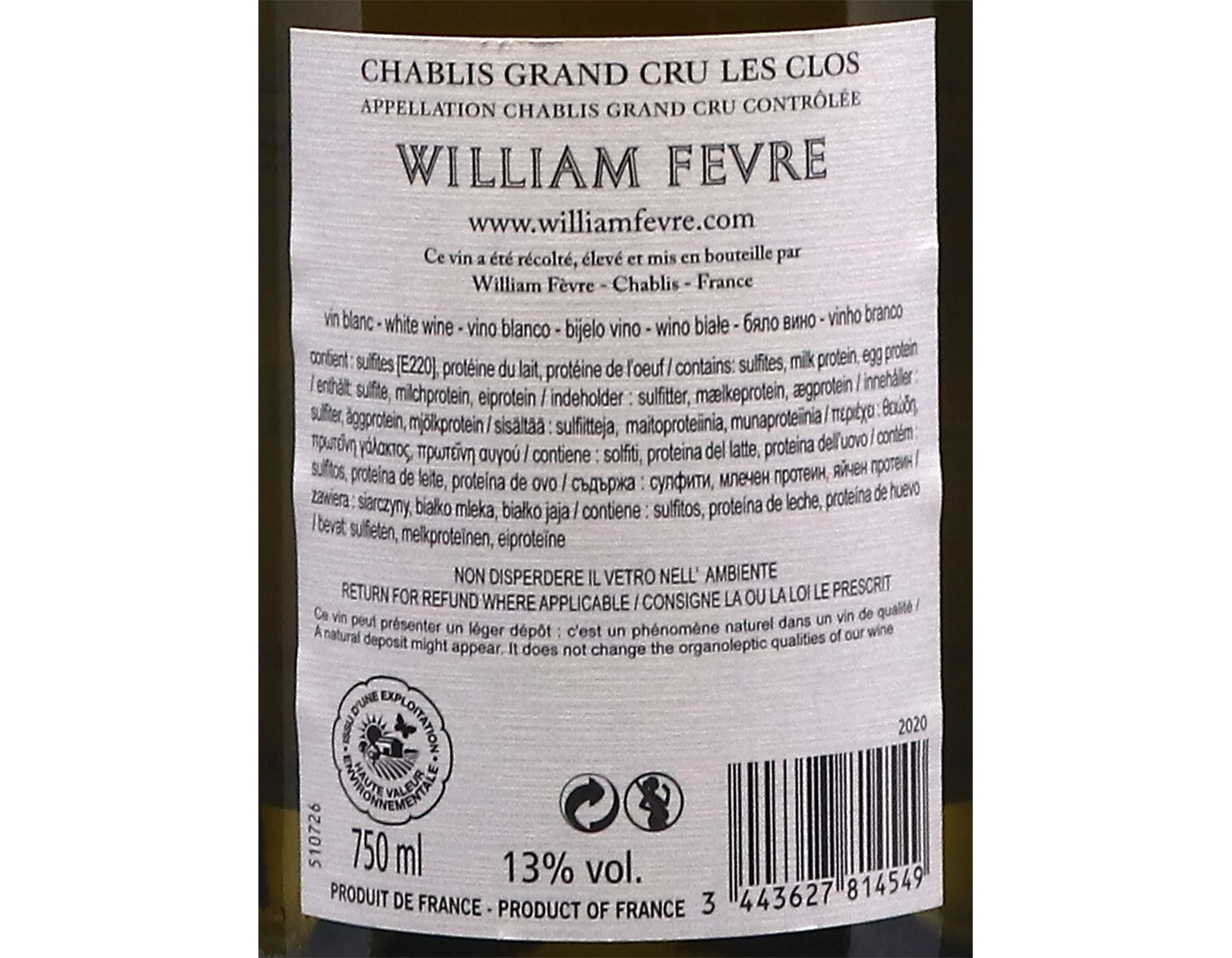 Domaine William Fevre Chablis GC Les Clos 2020