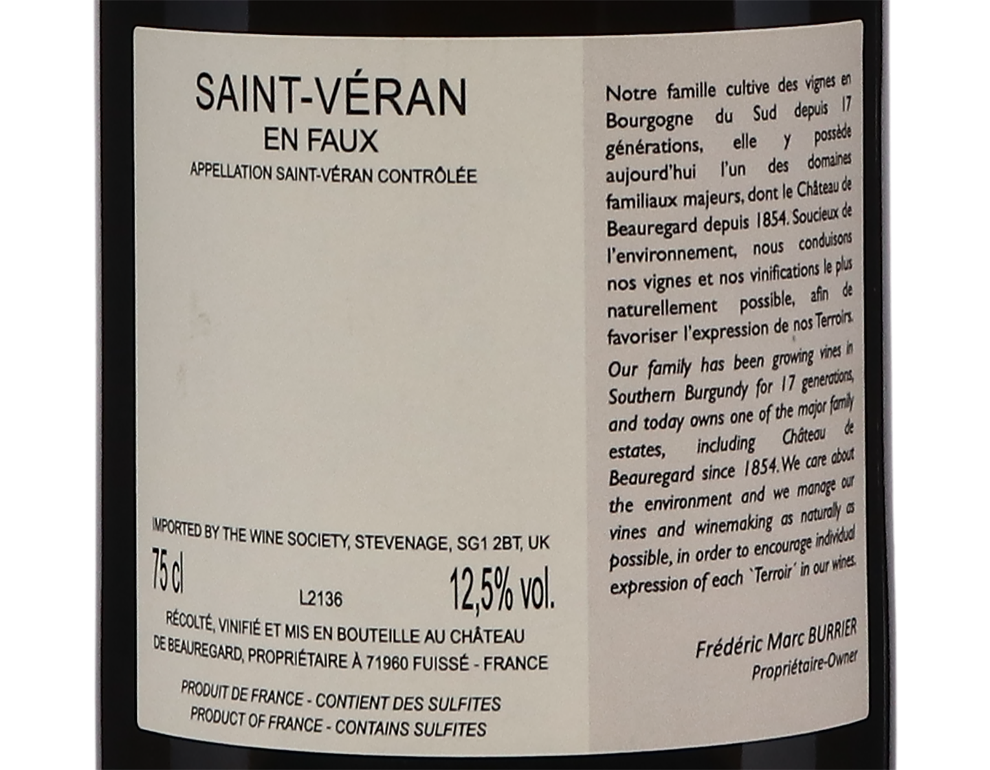 Ch de Beauregard St Veran En Faux 2021
