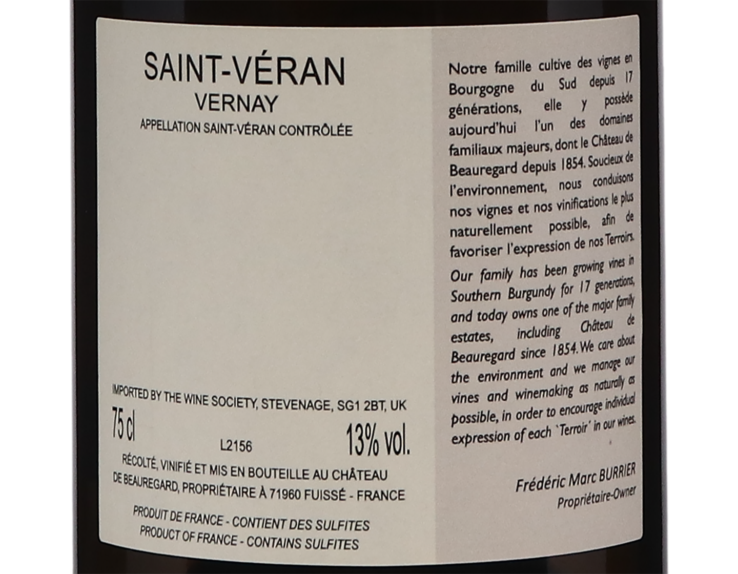 Ch de Beauregard St Veran Vernay 2021