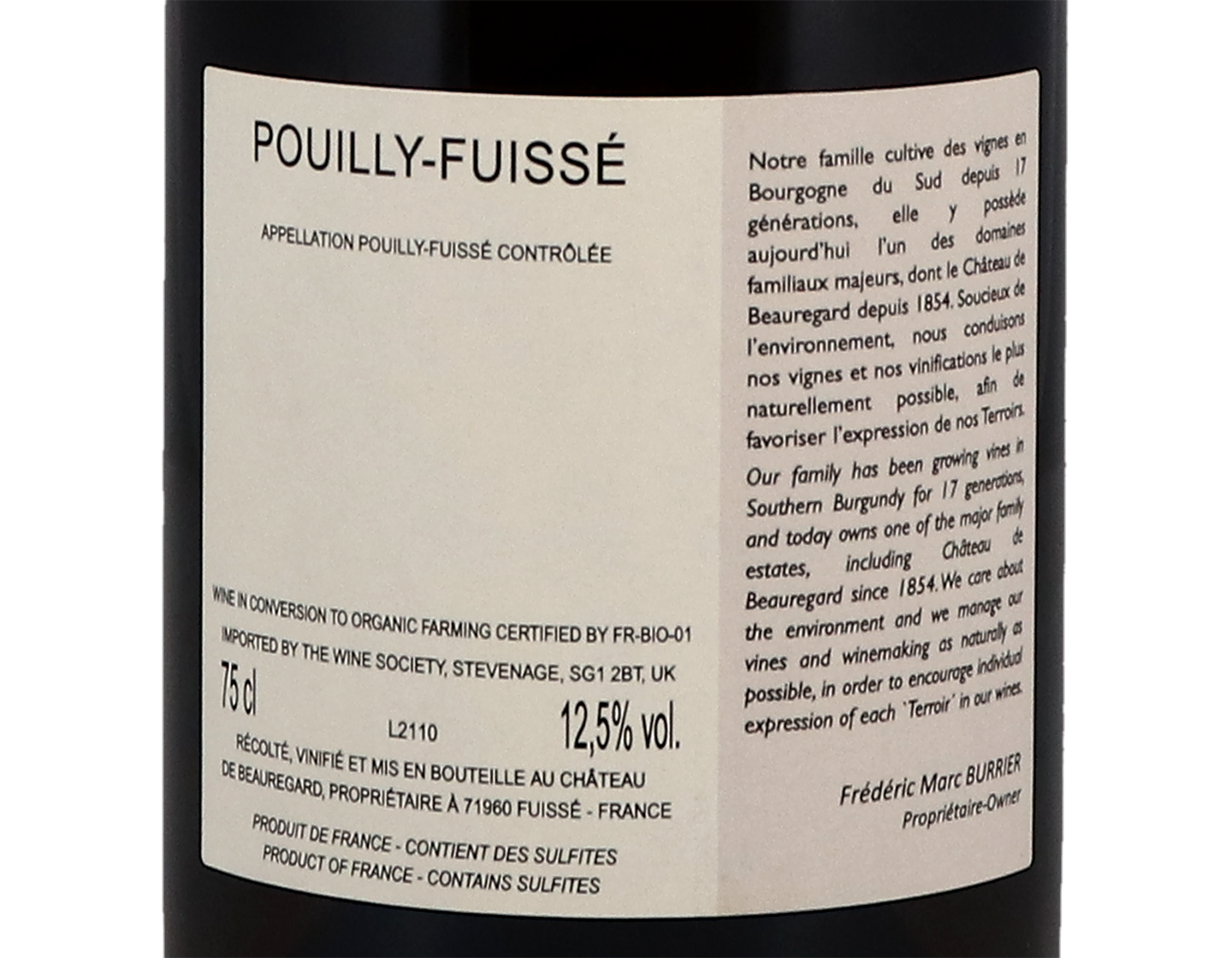 Ch de Beauregard Pouilly Fuisse 2021