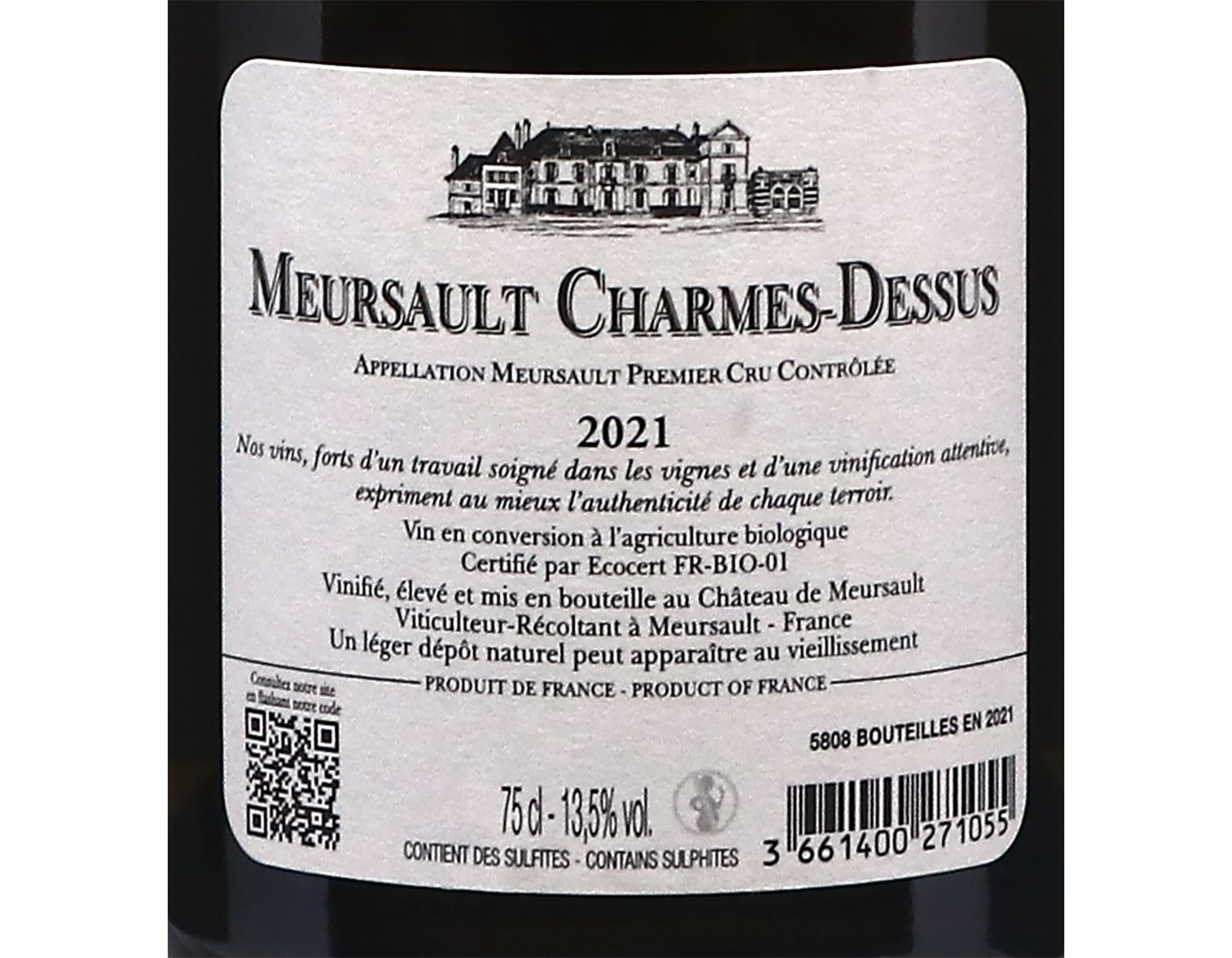 Château de Meursault, Prémier Cru Les Charmes Dessus 2021