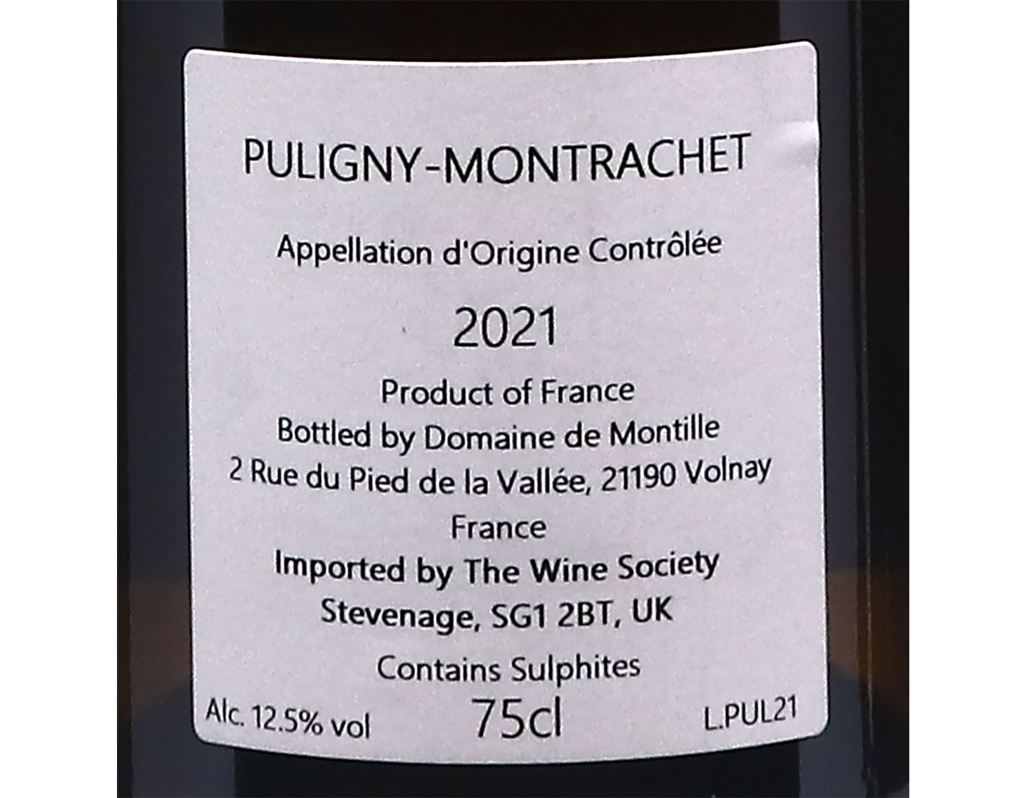 Domaine de Montille Puligny Montrachet 2021 ORGANIC