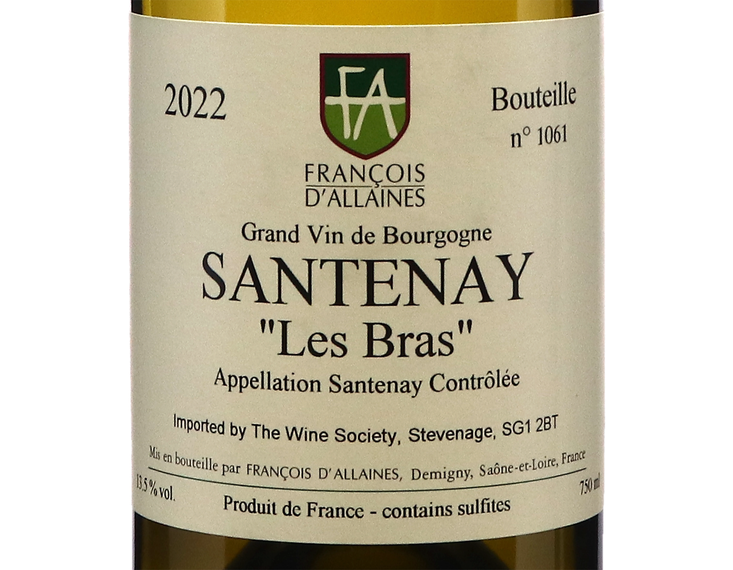Francois D'Allaines Santenay Blanc Les Bras 2022