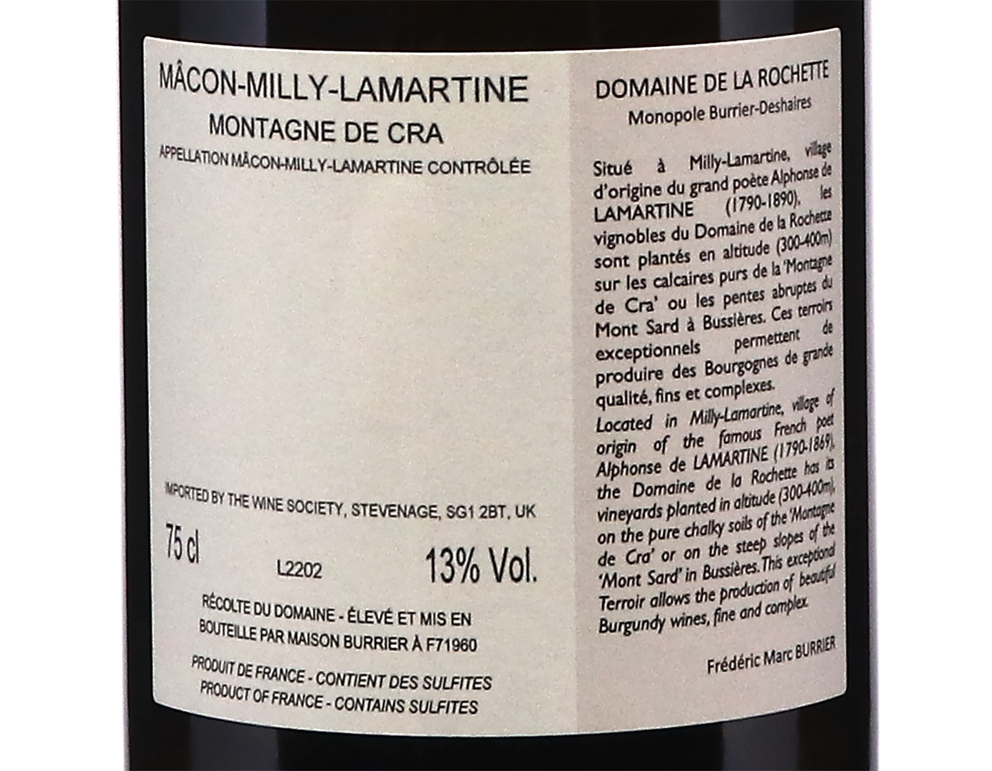 Dom de la Rochette Montagne de Cra Macon Milly Lamartine 2022