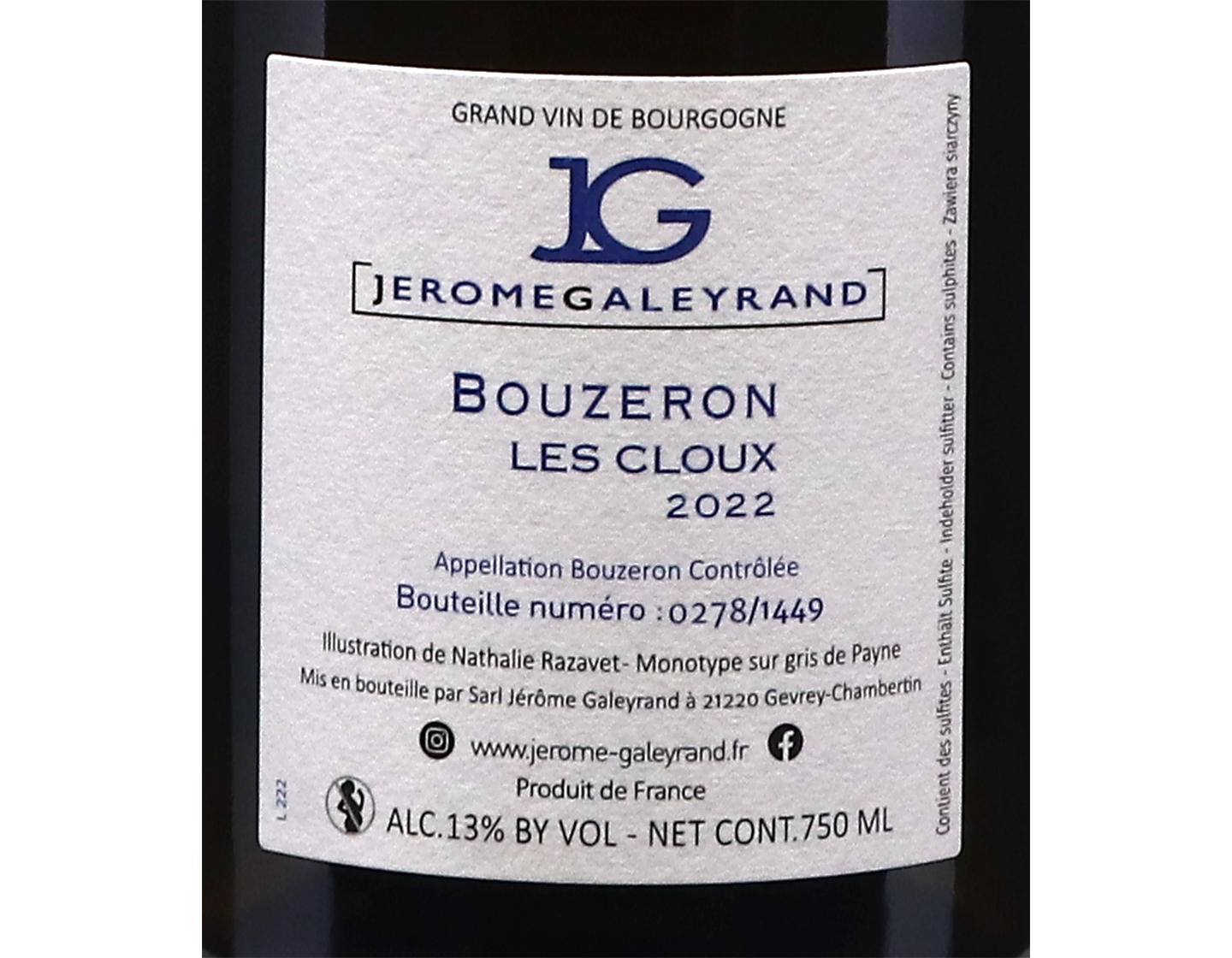 Jerome Galeyrand Bouzeron Les Clous 2022