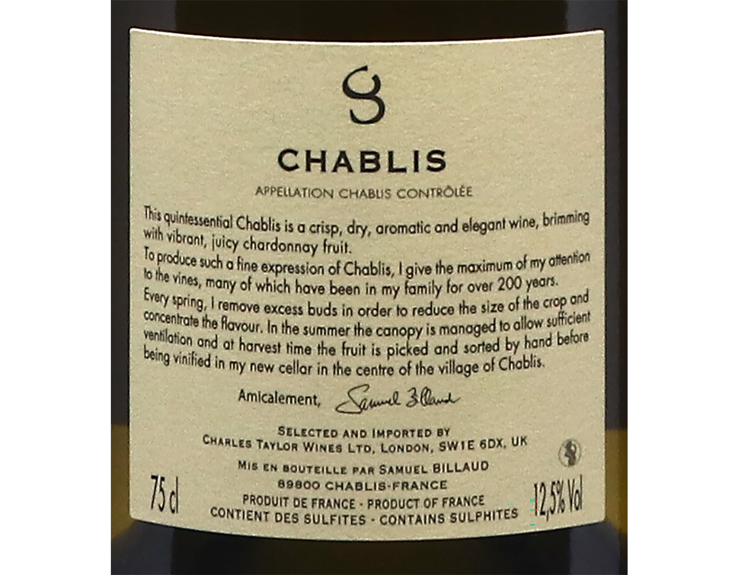 Samuel Billaud Chablis Les Grands Terroirs 2022