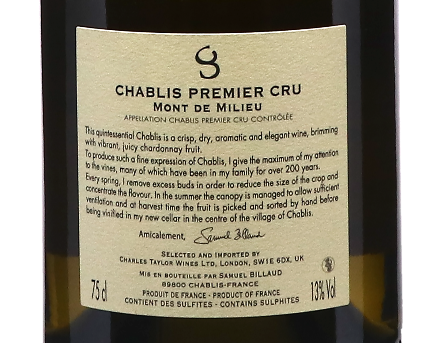 Samuel Billaud Chablis PC Mont de Milieu 2022