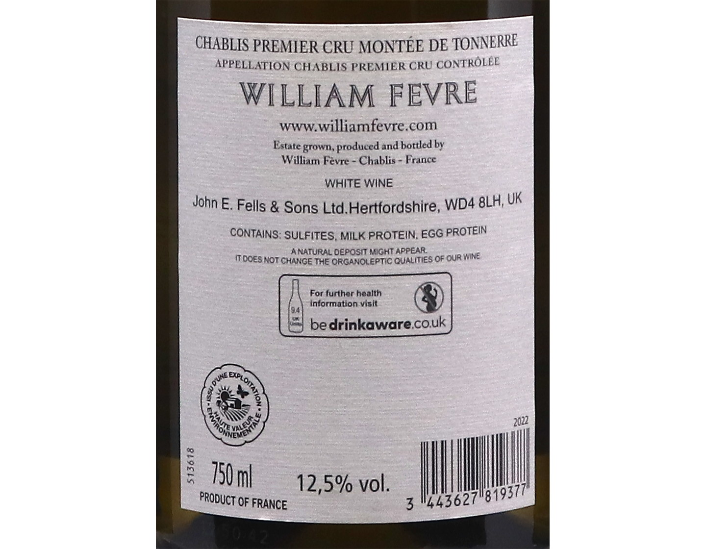 Domaine William Fevre Chablis PC Montee de Tonnerre 2022