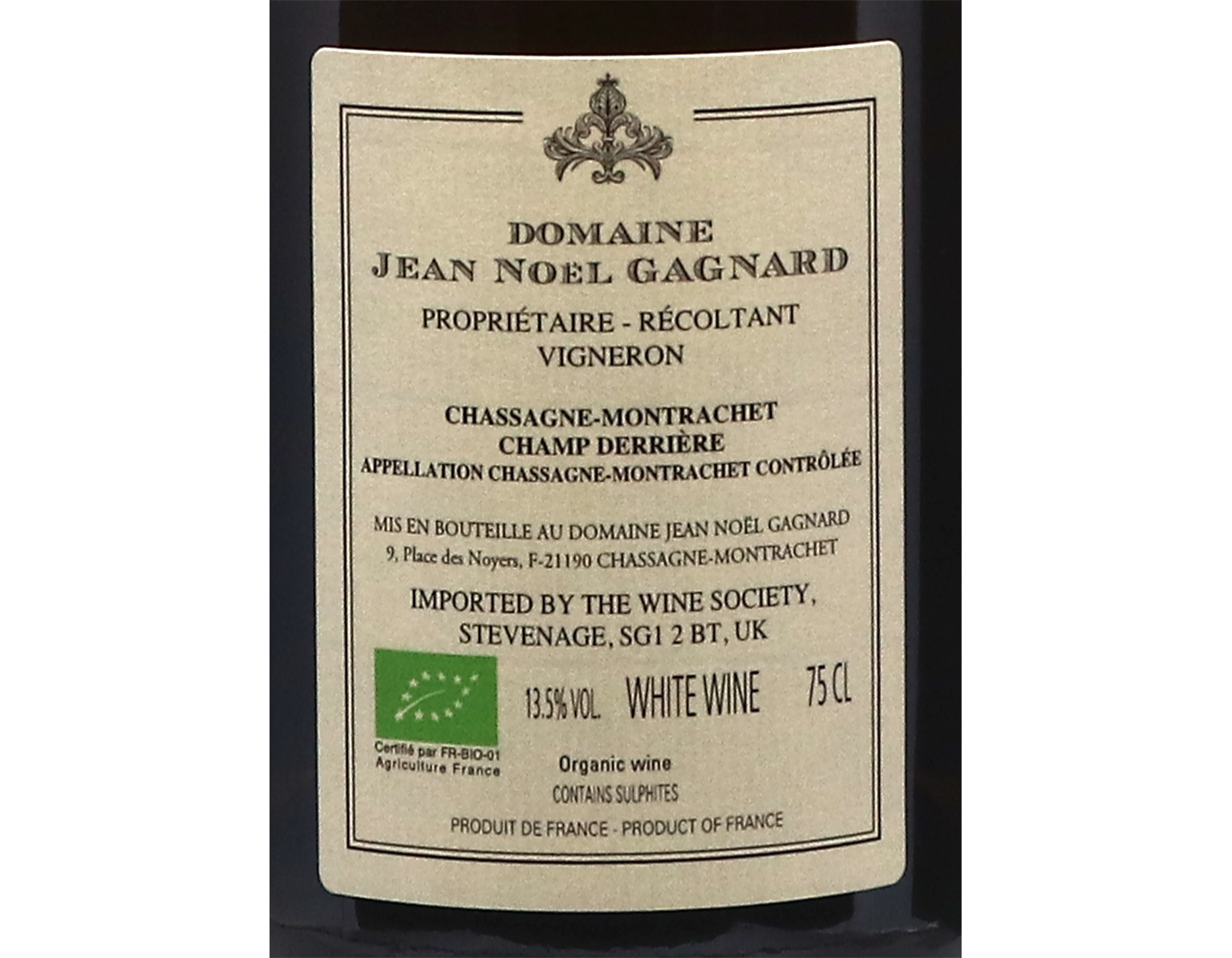 Domaine Jean Noel Gagnard Chassagne Montrachet Champ Derriere 2022 ORGANIC