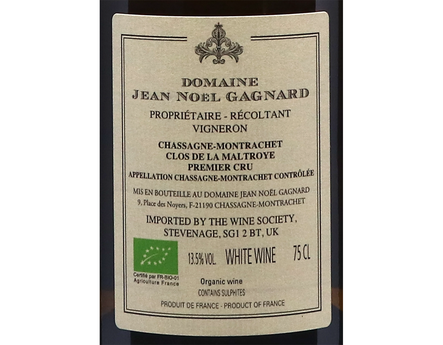 Domaine Jean Noel Gagnard Chassagne Montrachet PC Clos de la Maltroye 2022 ORG