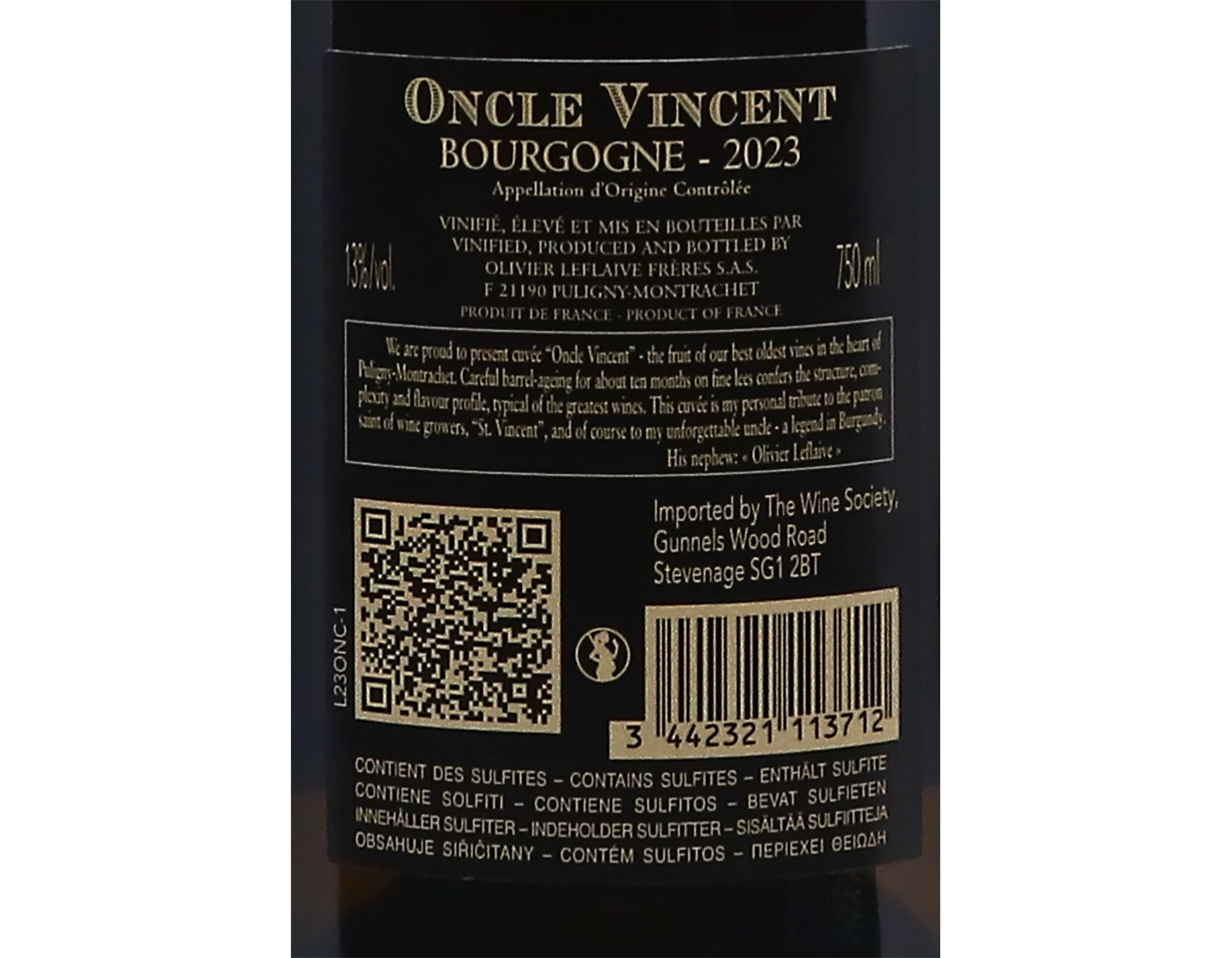 Olivier Leflaive Bourgogne Oncle Vincent 2023